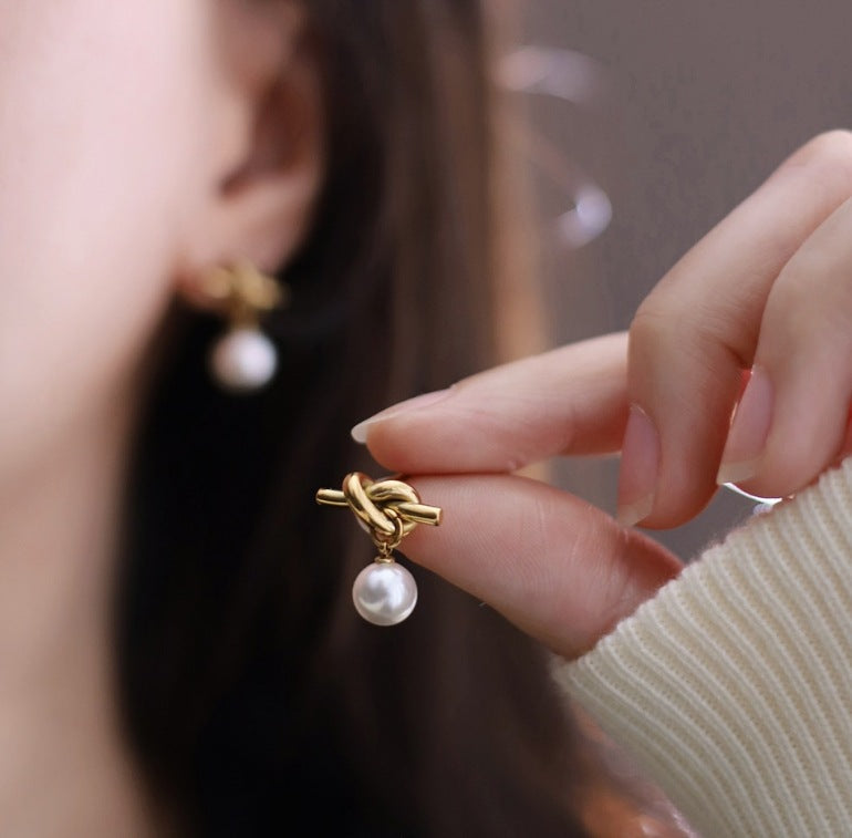 Pearl Drop Stud Earrings