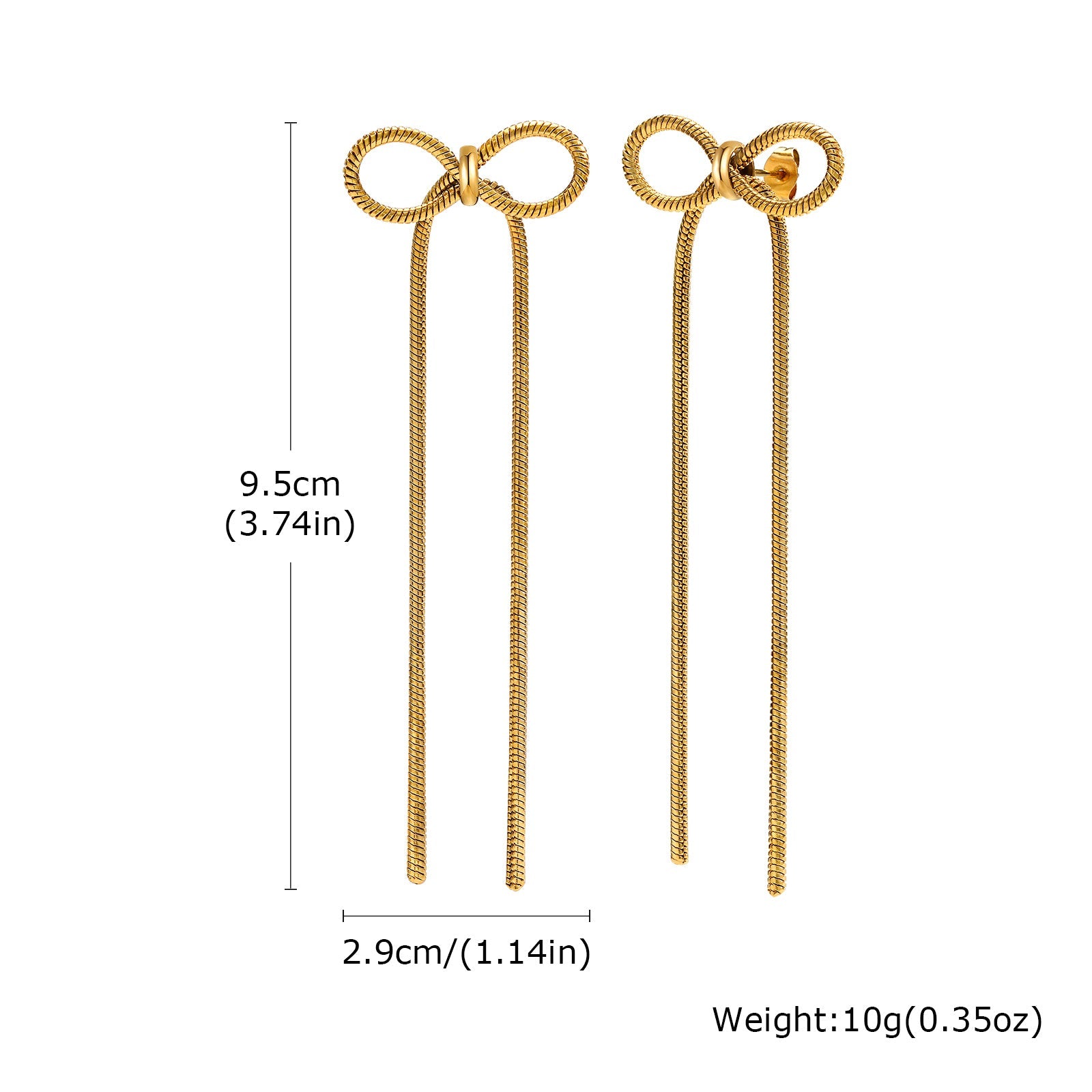 Long Dangle Bow Stud Earrings