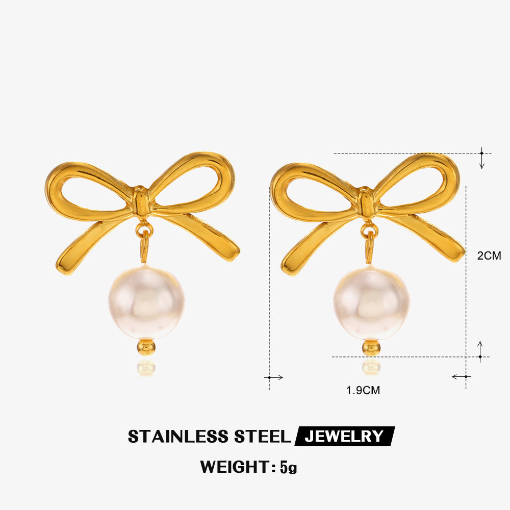 Bow Pearl Drop Earrings