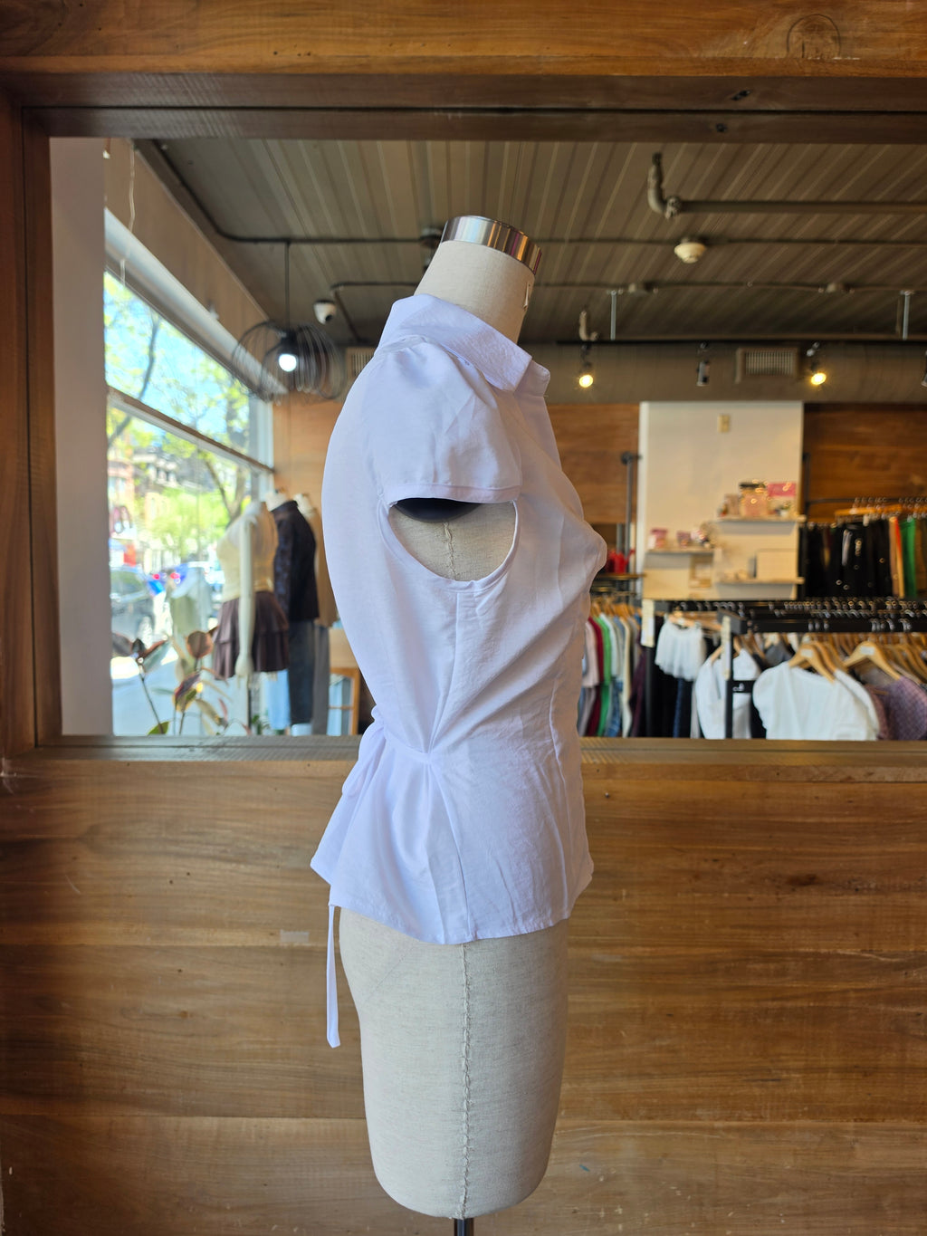 Market Stroll Ruched Tie-Back Blouse