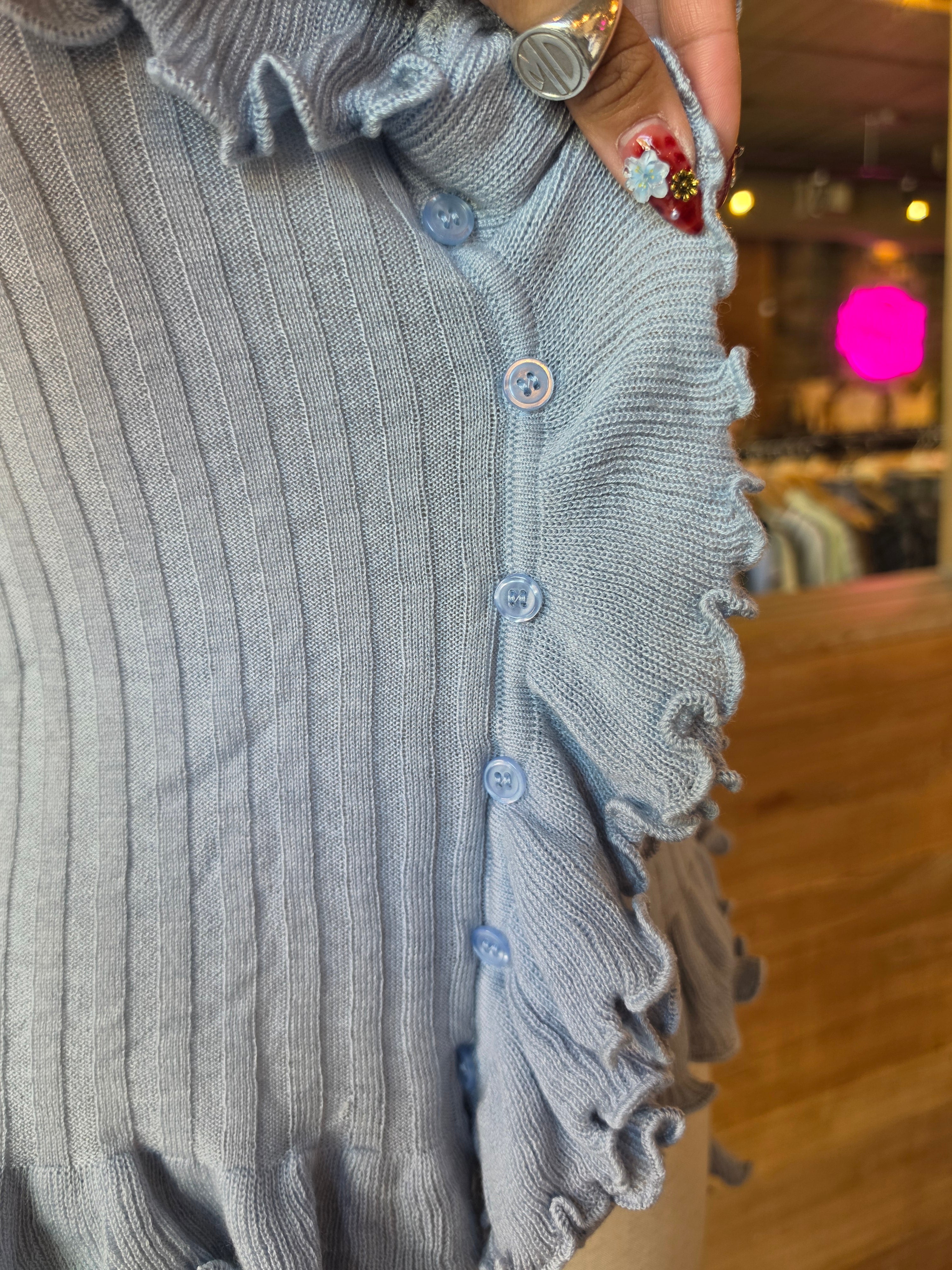 Morning Mist Ruffle Cardigan