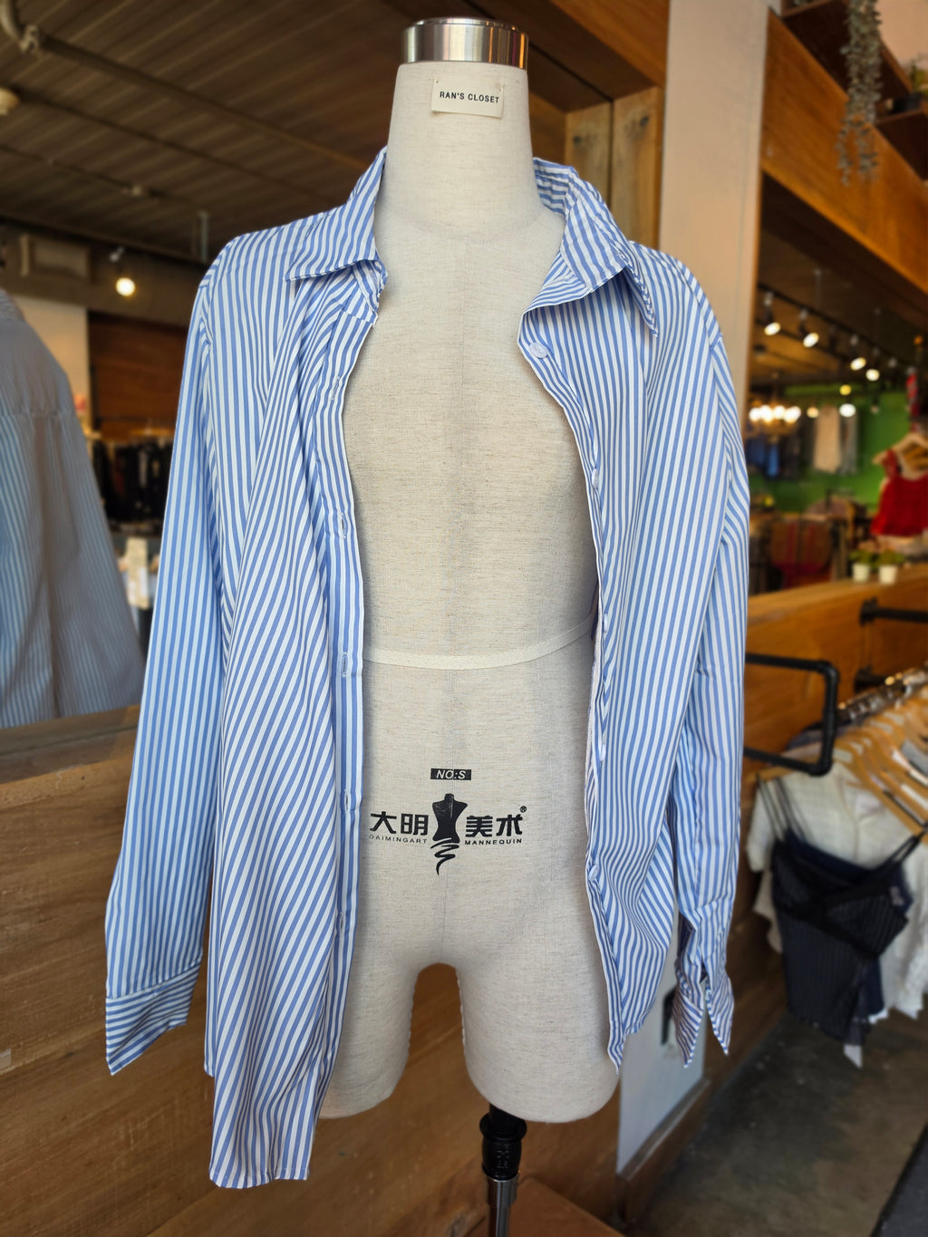 Editor Asymmetrical Striped Button-Up