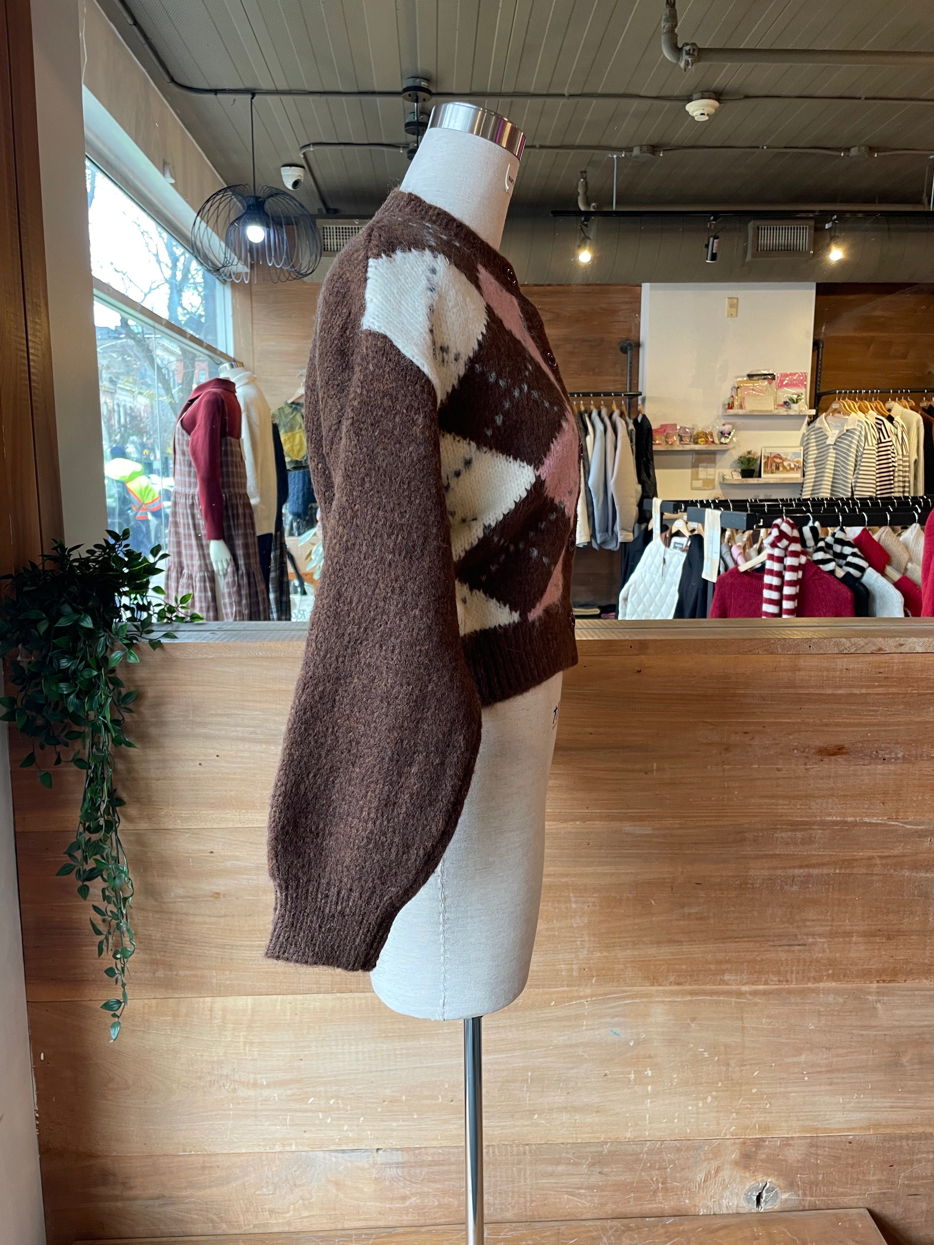Argyle Crop Cardigan