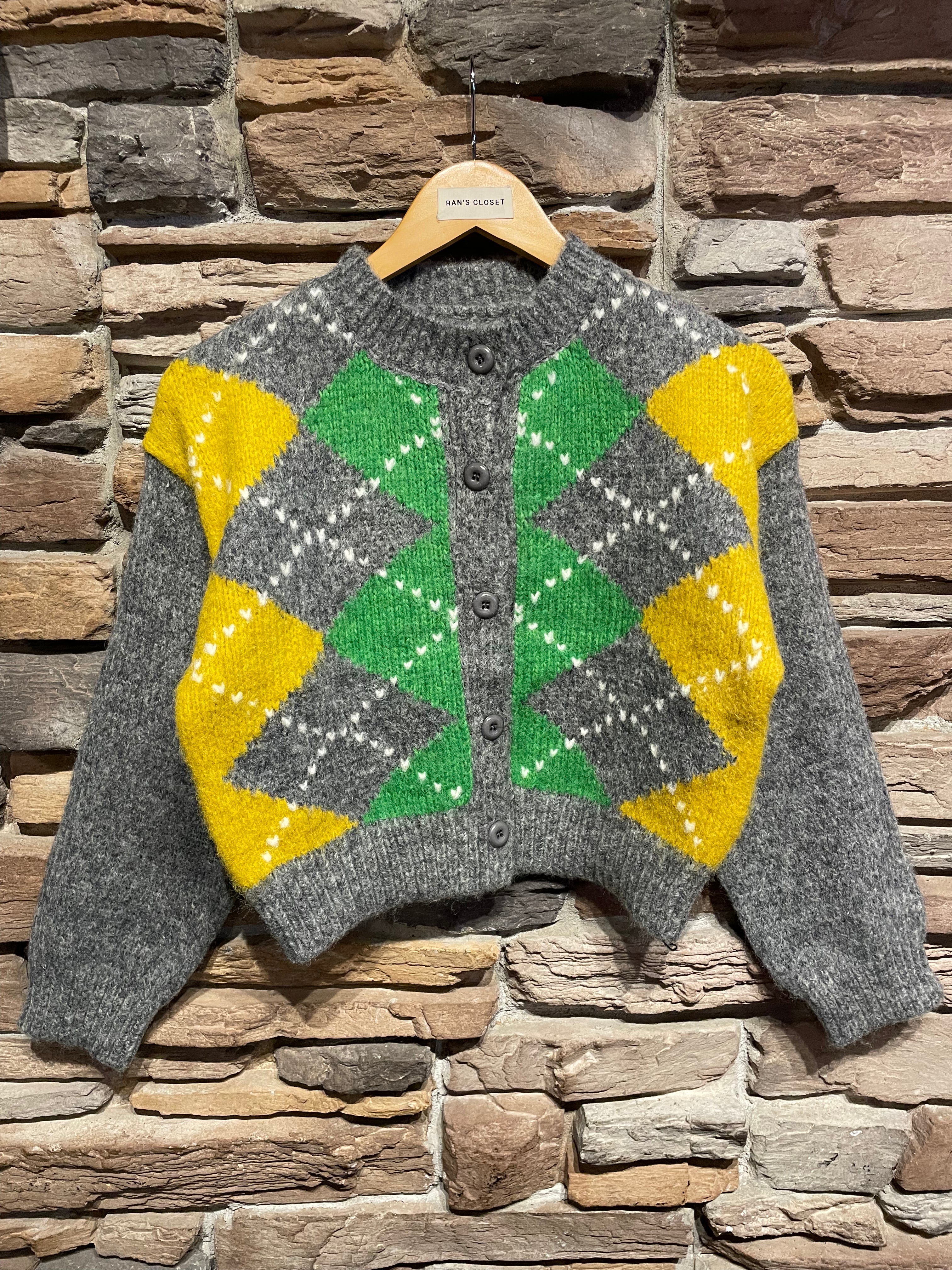 Argyle Crop Cardigan