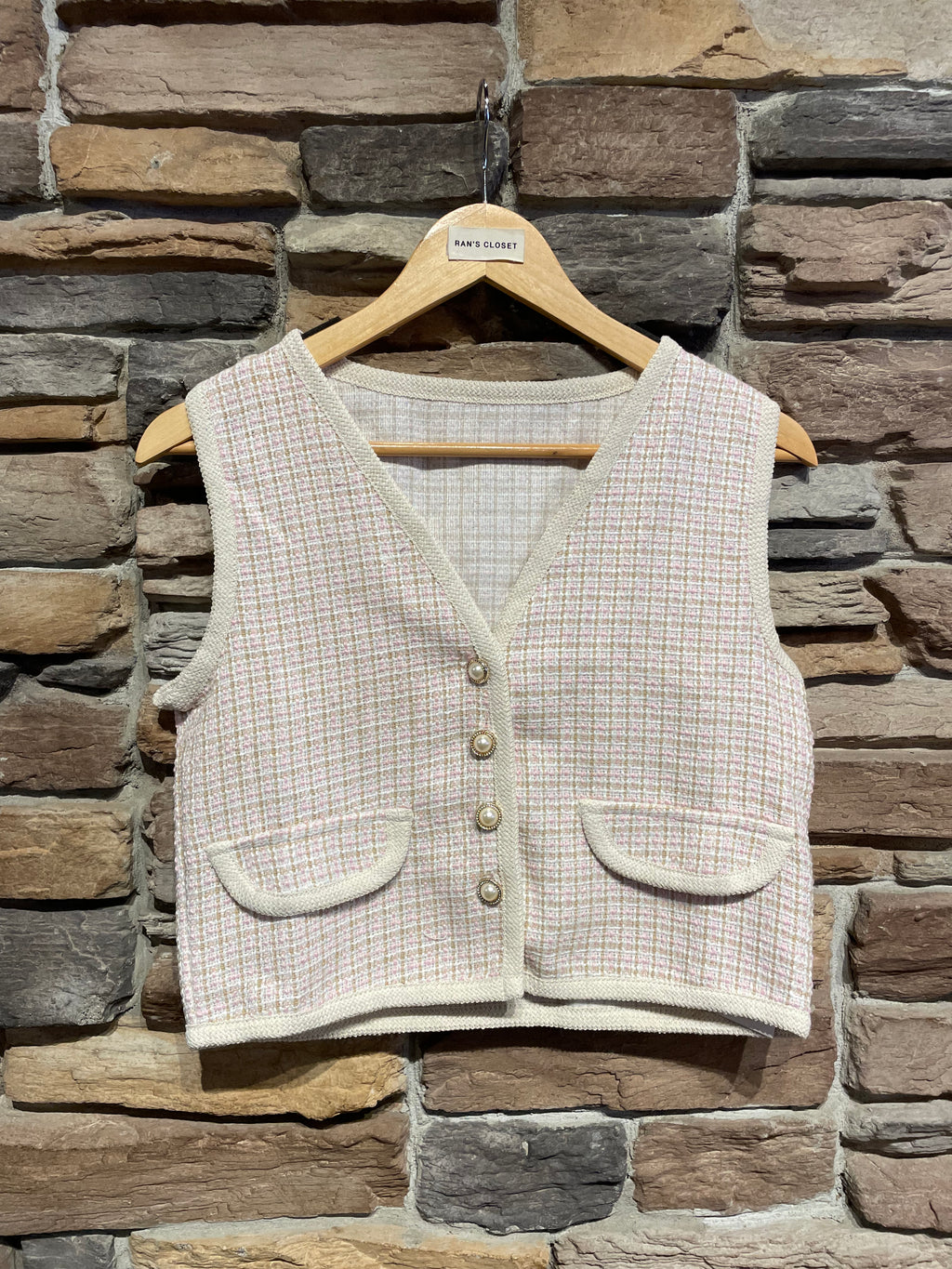 Cropped Vest with Decorative Buttons