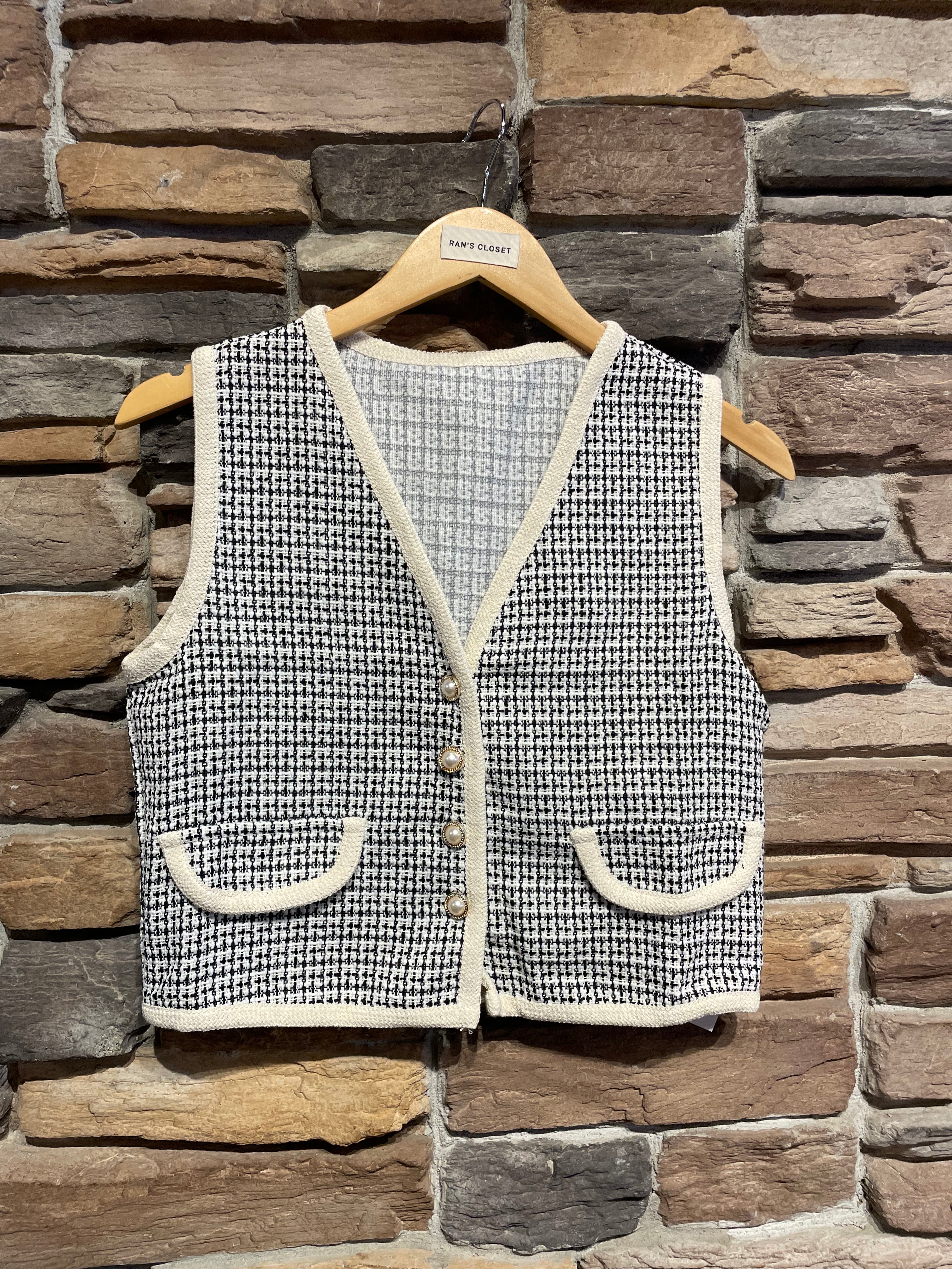 Cropped Vest with Decorative Buttons