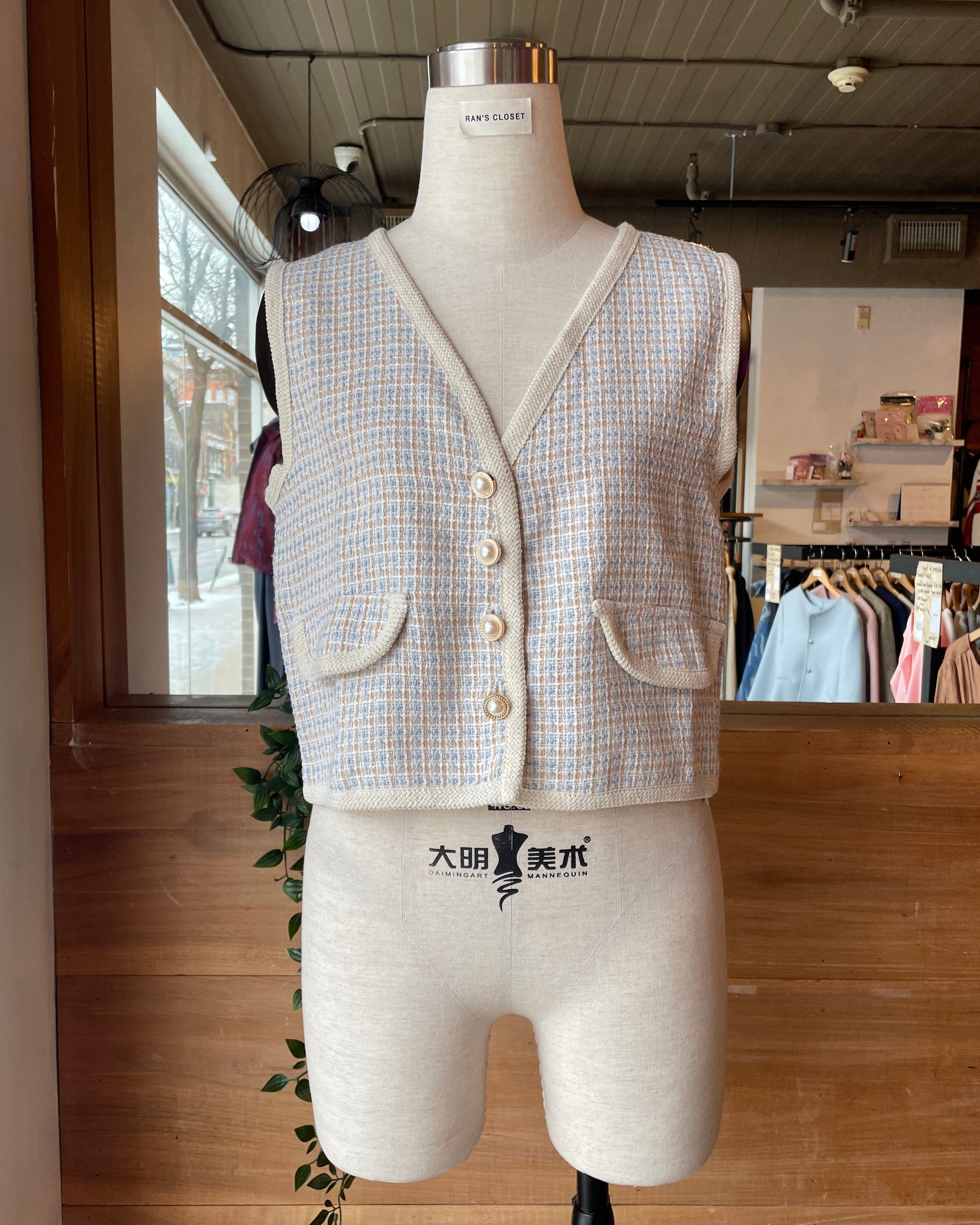 Cropped Vest with Decorative Buttons