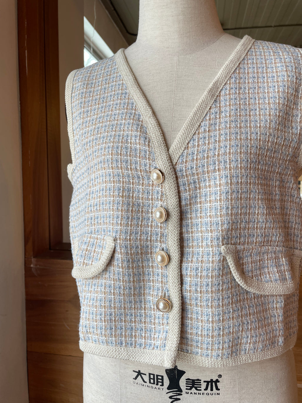 Cropped Vest with Decorative Buttons