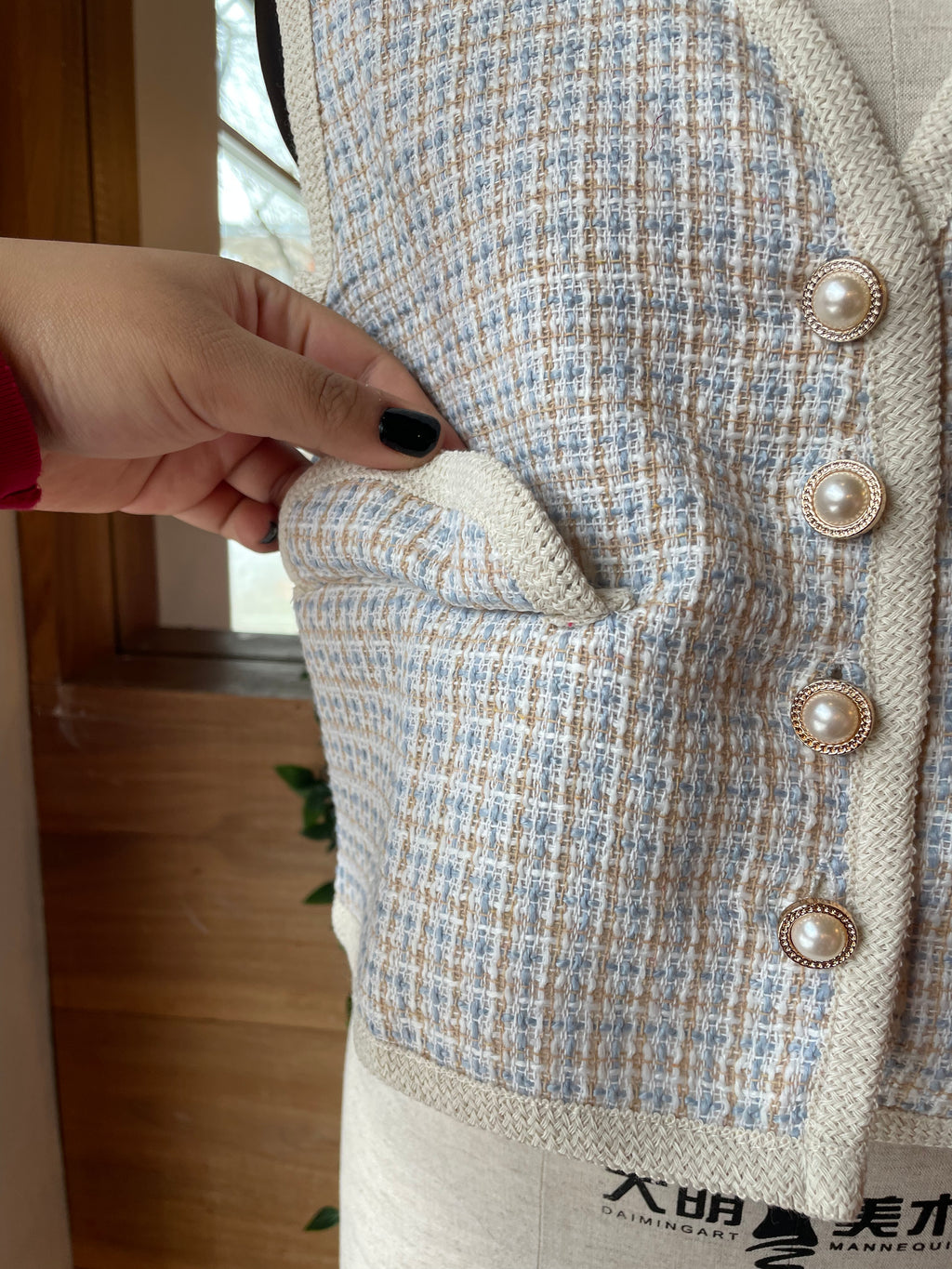 Cropped Vest with Decorative Buttons