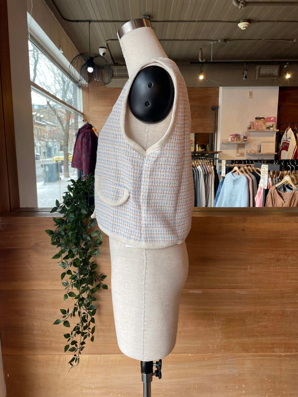 Cropped Vest with Decorative Buttons