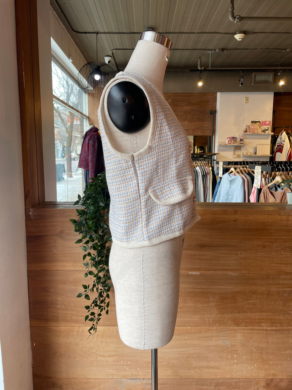Cropped Vest with Decorative Buttons