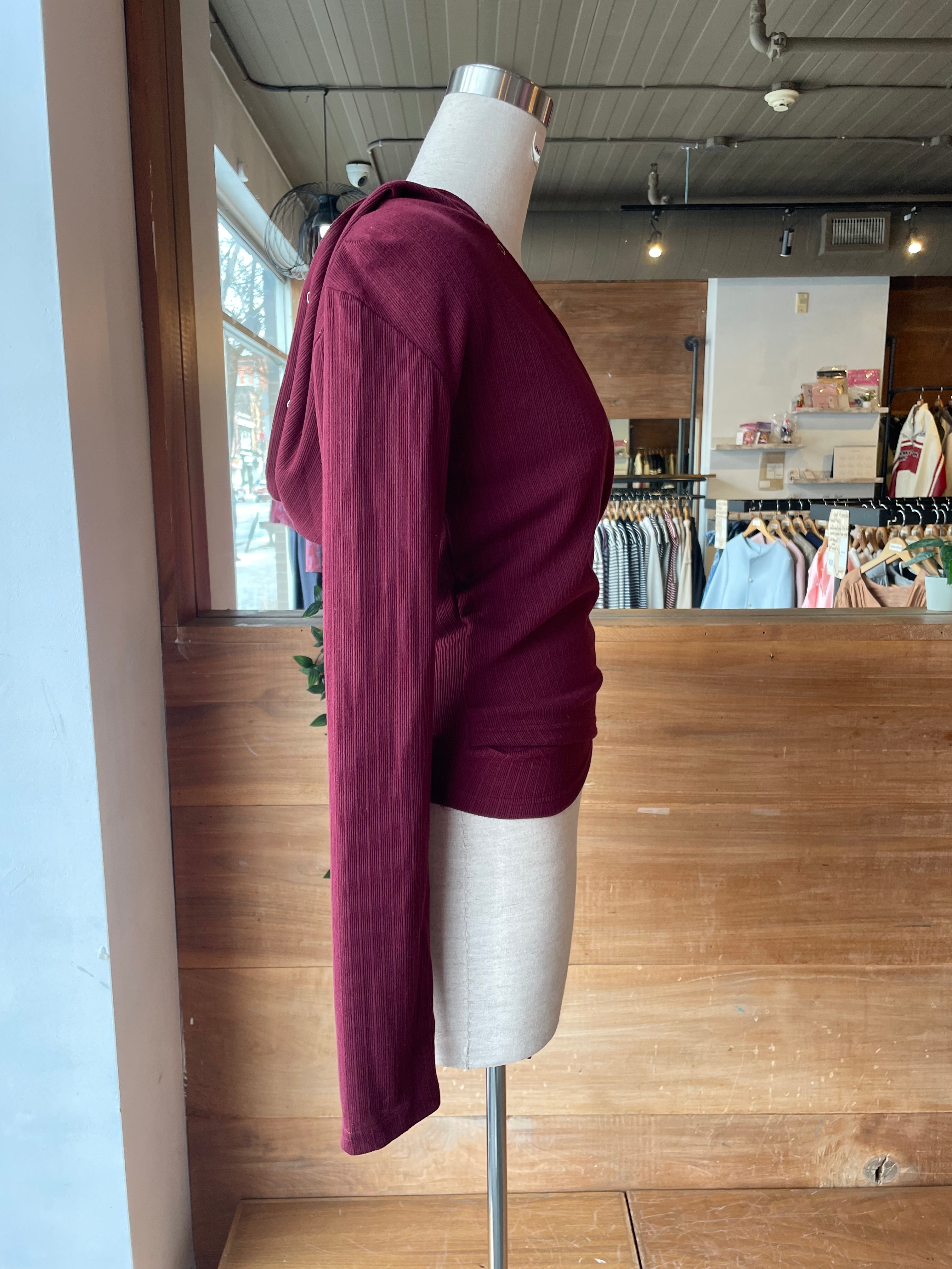 Snap Detail Hooded Top