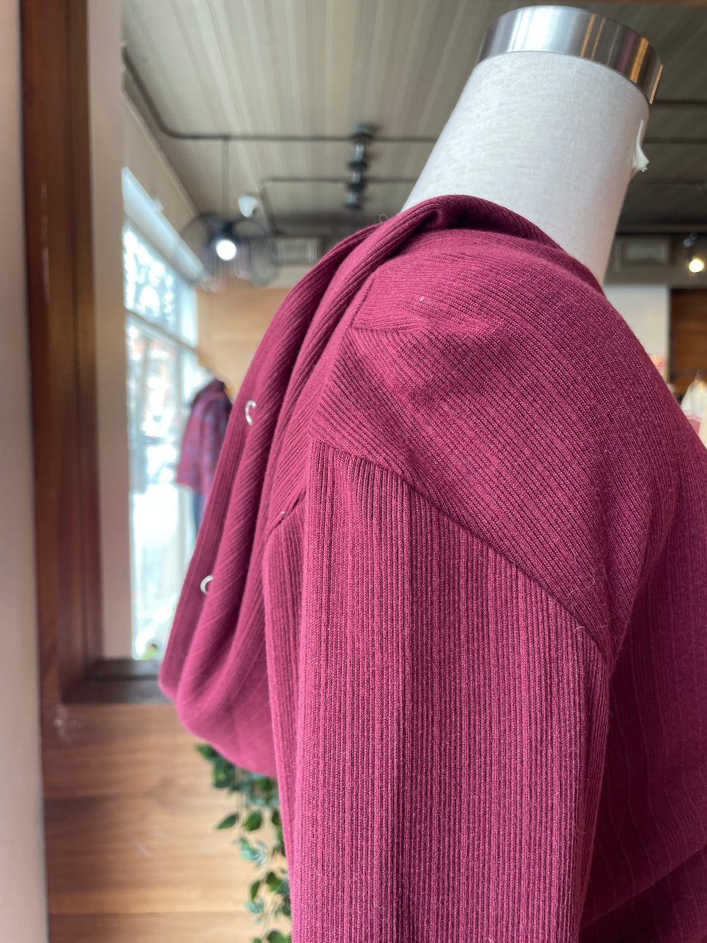 Snap Detail Hooded Top