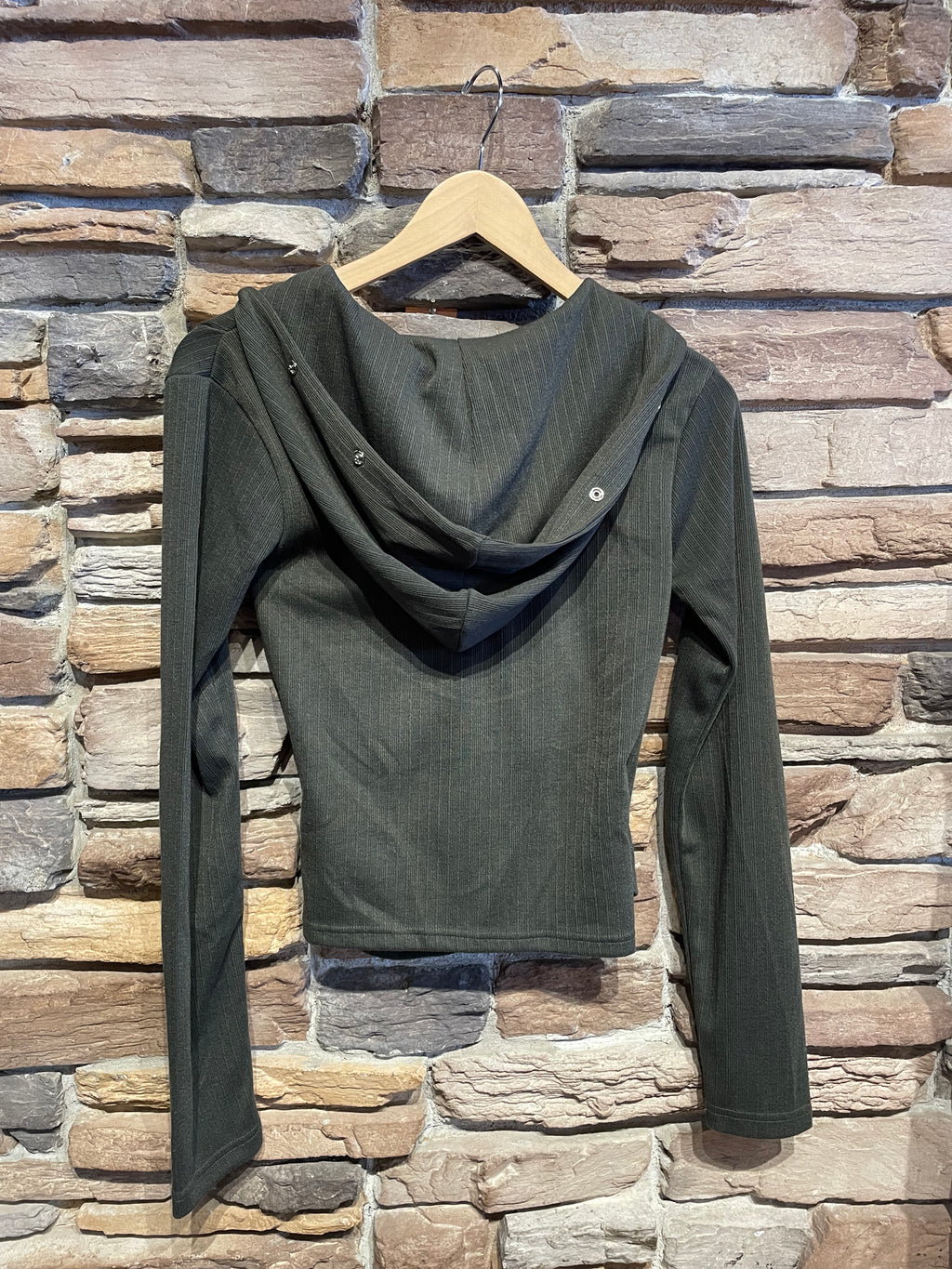 Snap Detail Hooded Top