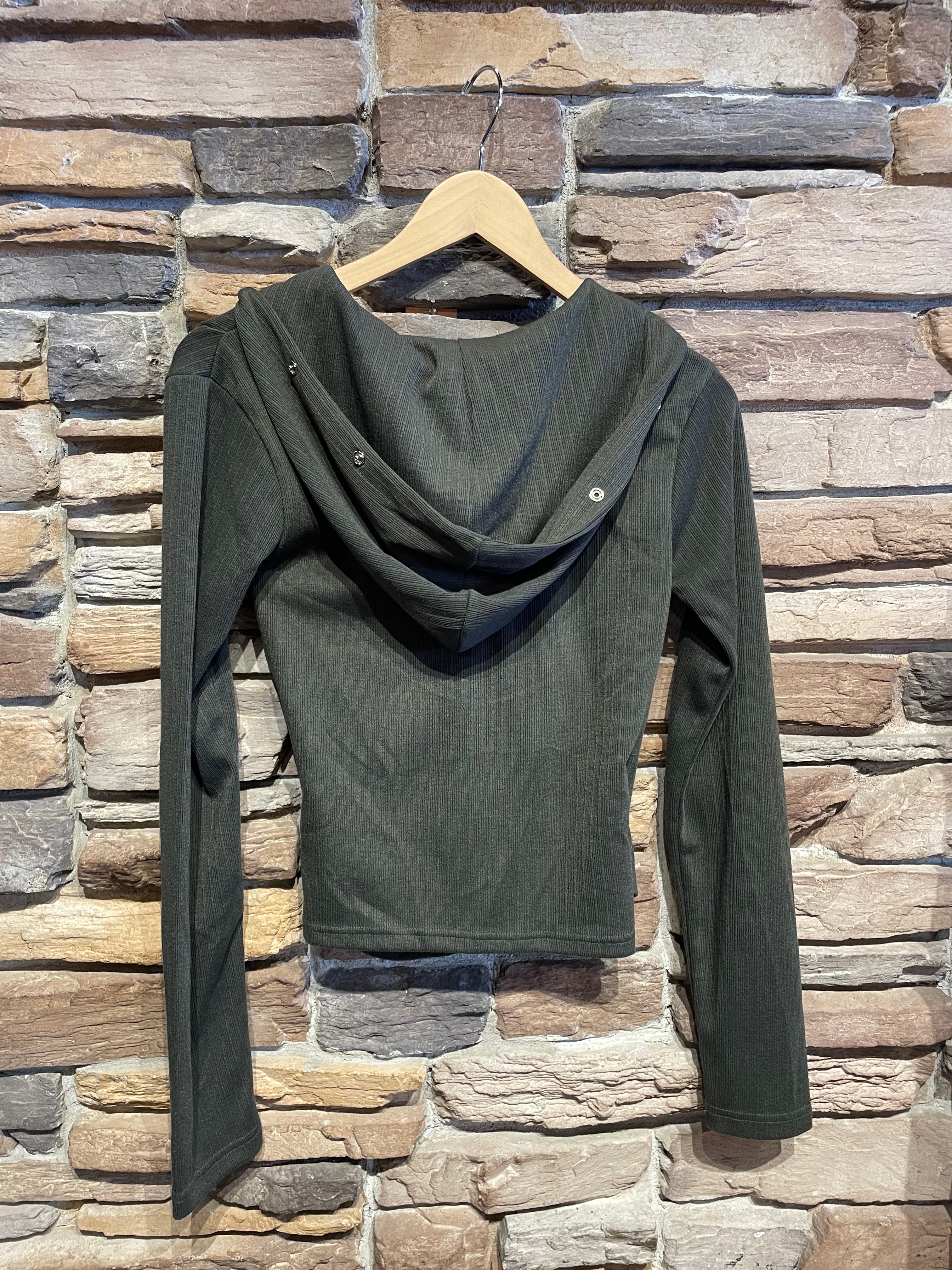 Snap Detail Hooded Top