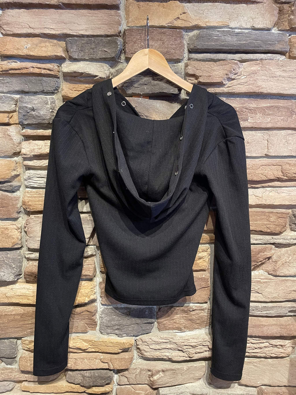 Snap Detail Hooded Top