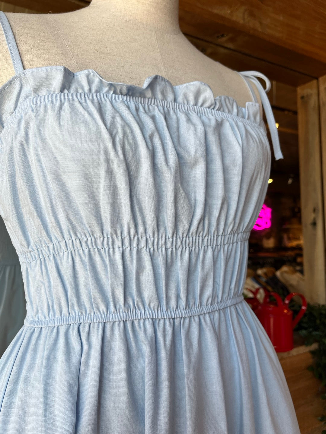 Midi Cotton Shirring Dress