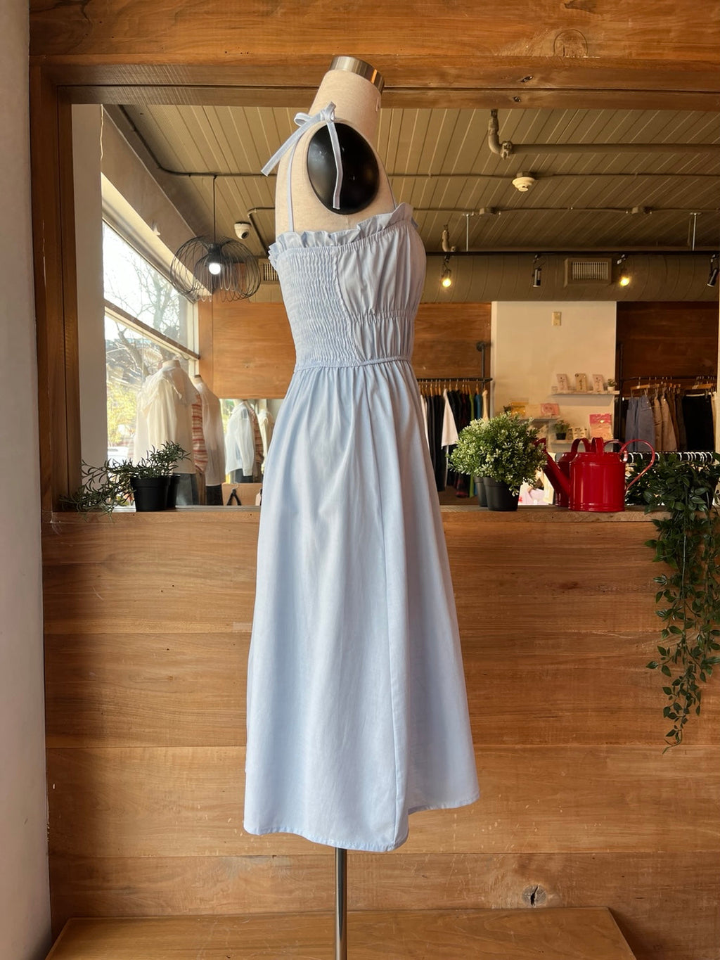 Midi Cotton Shirring Dress