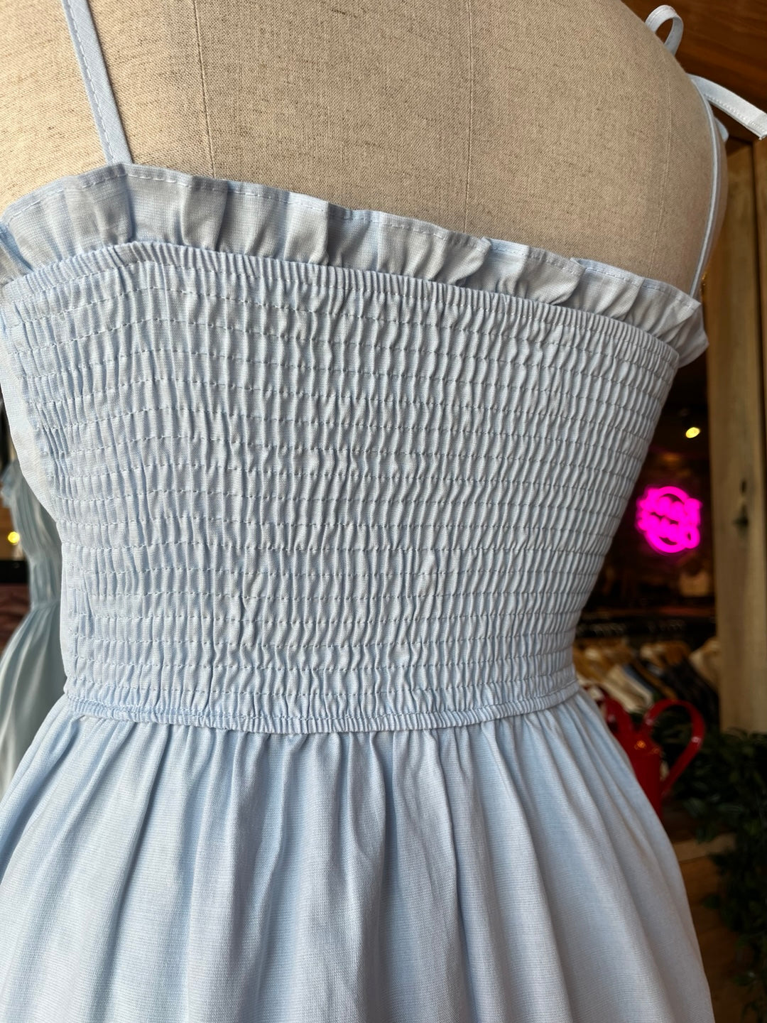 Midi Cotton Shirring Dress