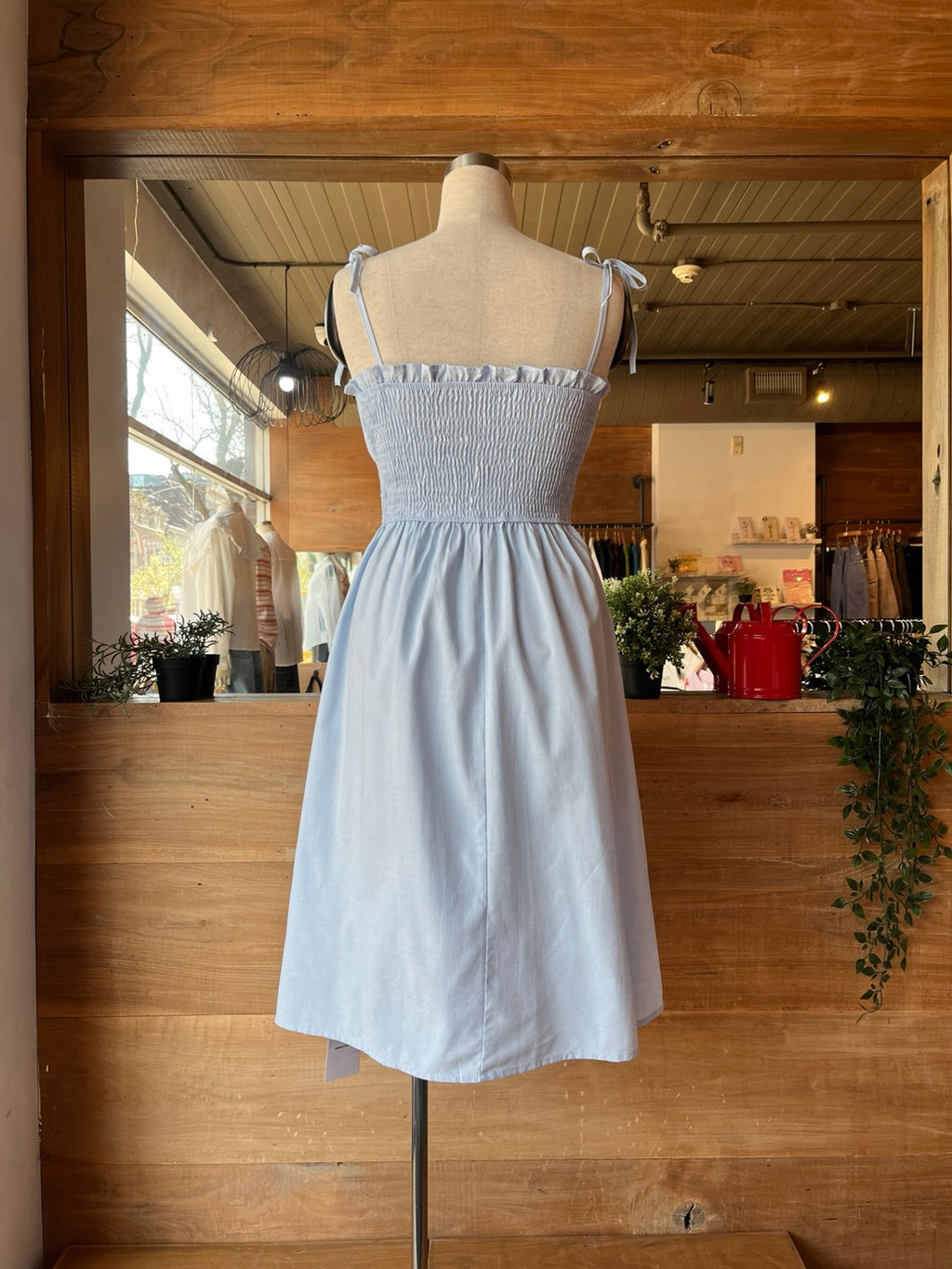 Midi Cotton Shirring Dress