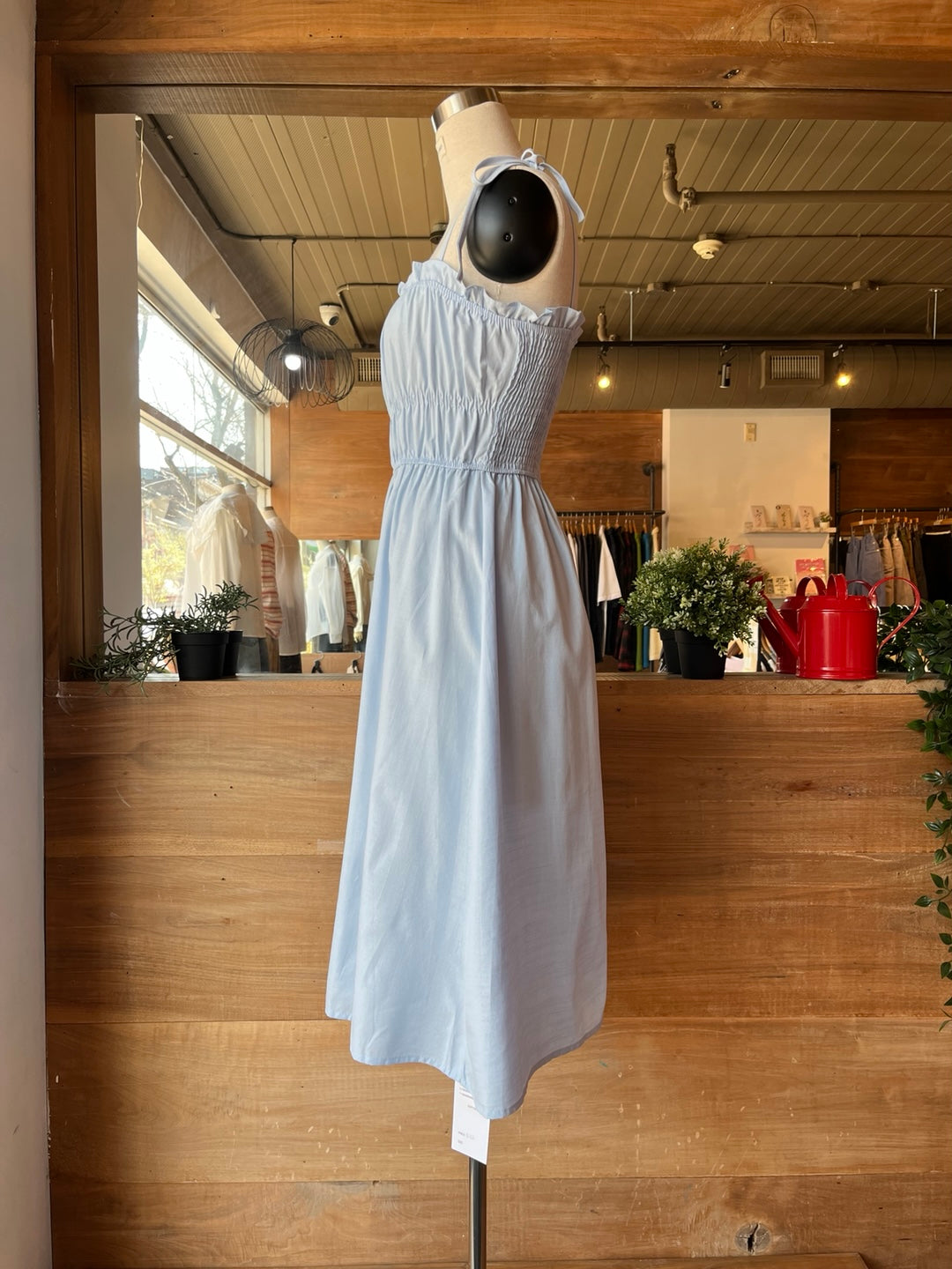 Midi Cotton Shirring Dress