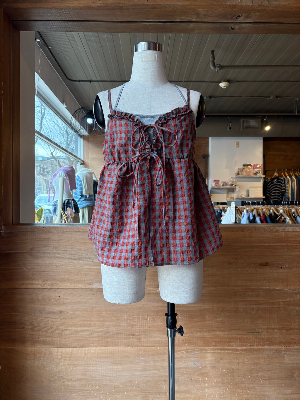 Maple Picnic Lace-Up Layered Top