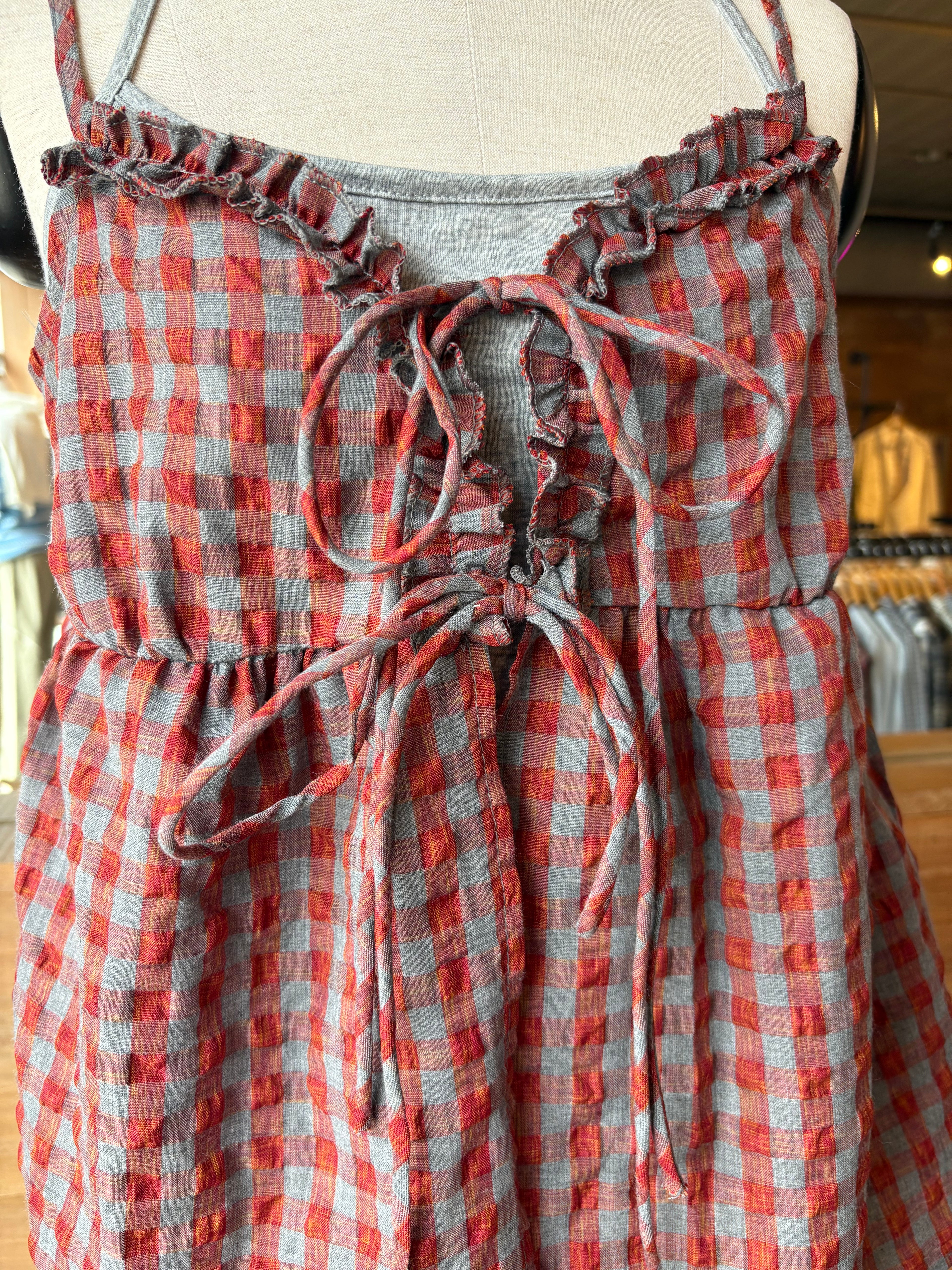Maple Picnic Lace-Up Layered Top
