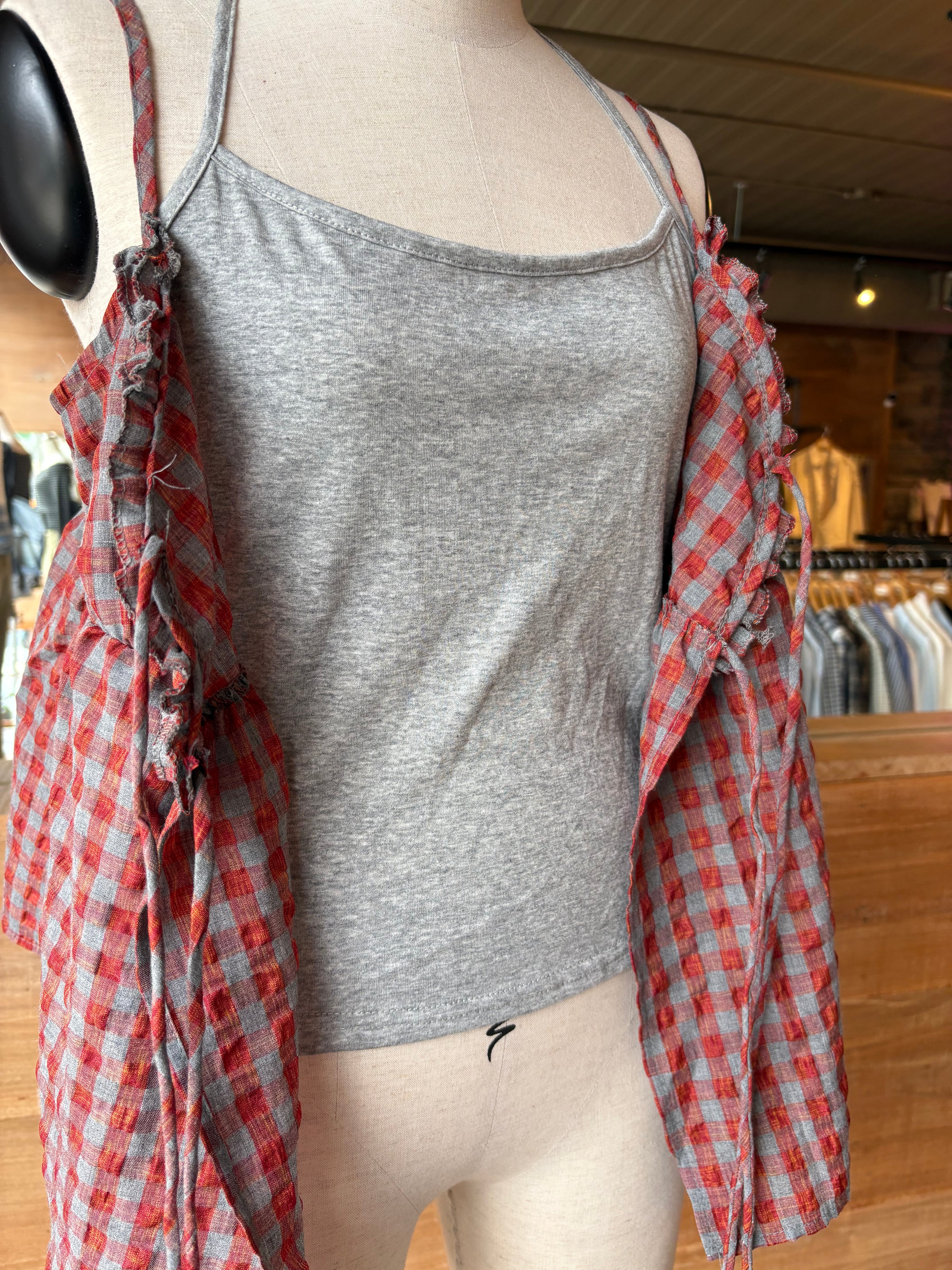 Maple Picnic Lace-Up Layered Top