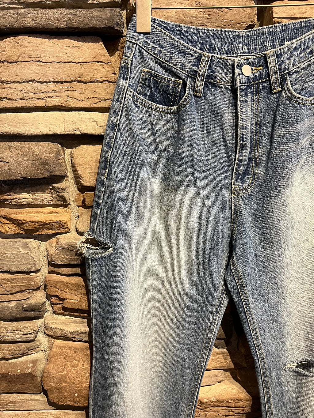 Straight Leg Ripped Jeans