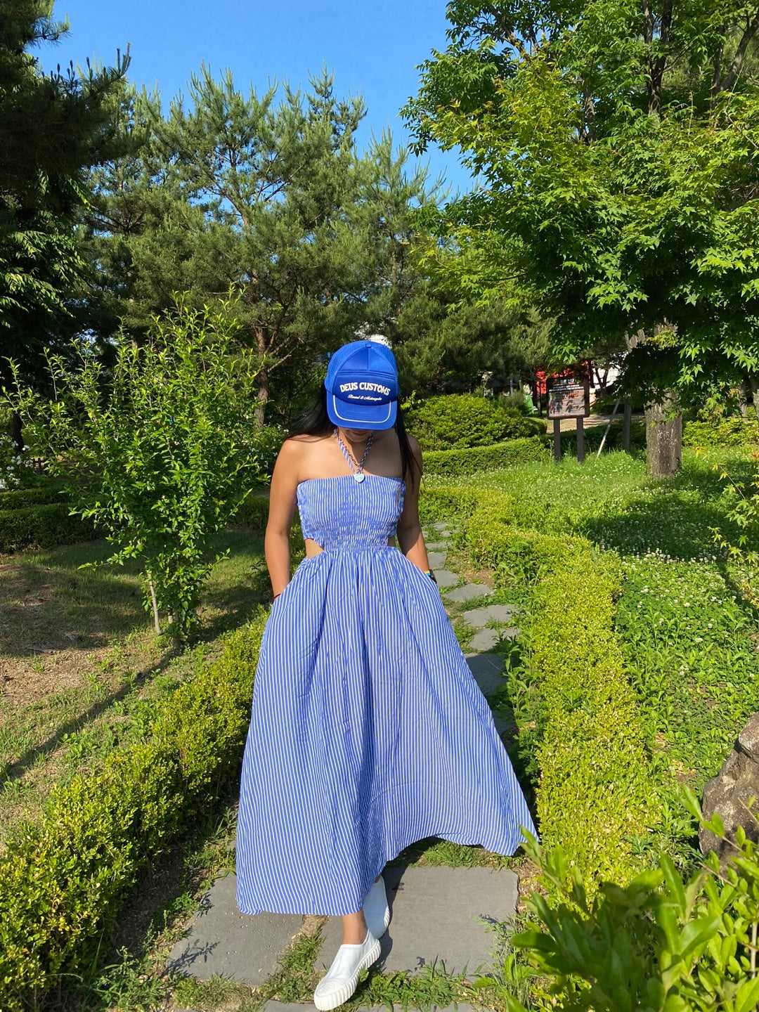 Cut out neck tie dress