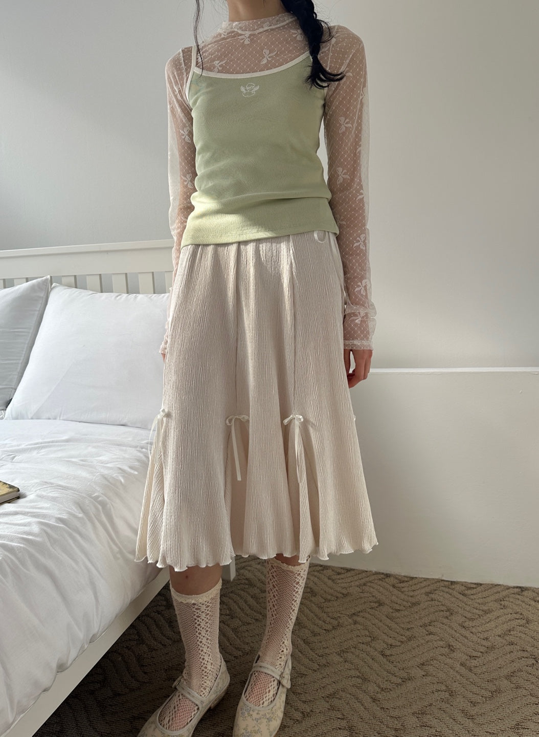 Pleated Ribbon Skirt