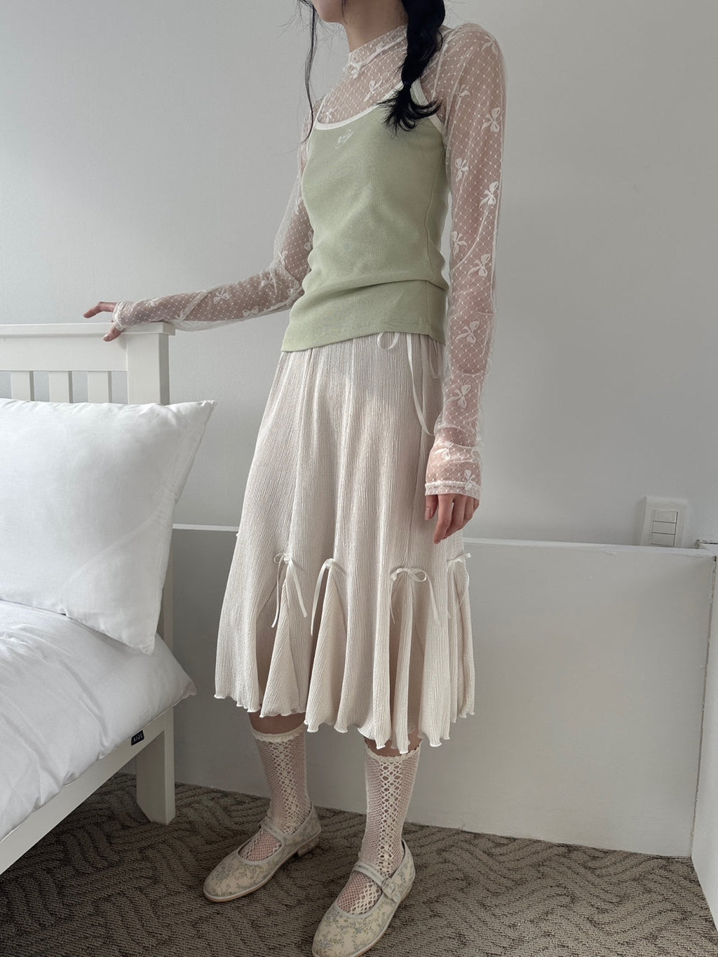 Pleated Ribbon Skirt