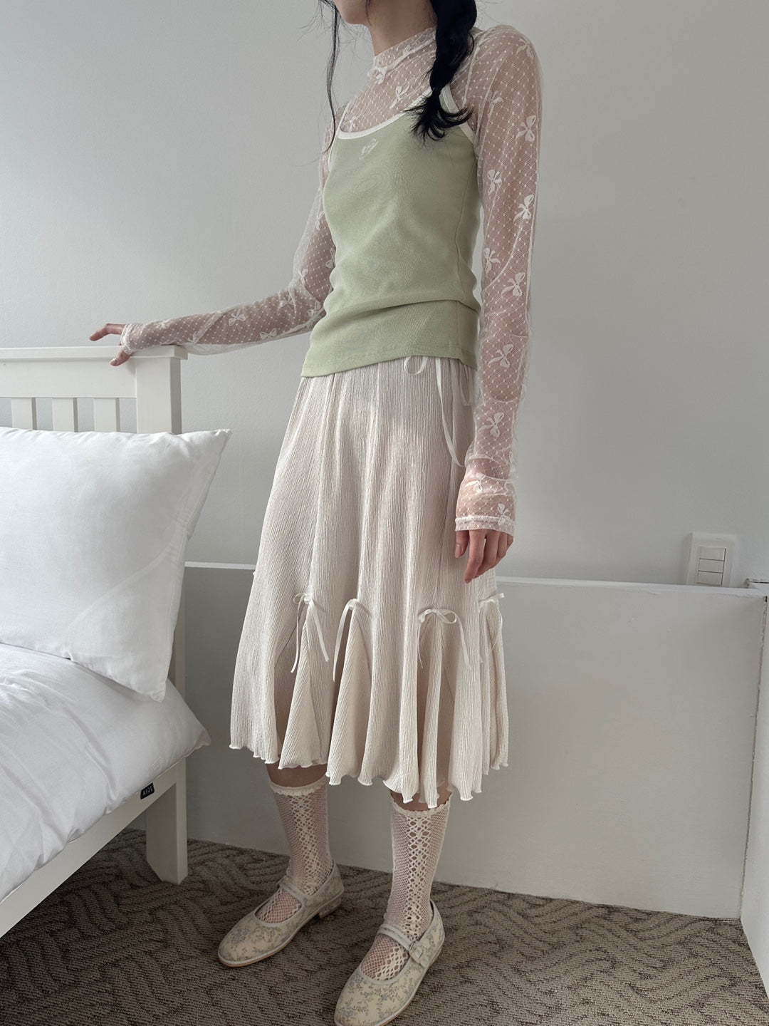 Pleated Ribbon Skirt