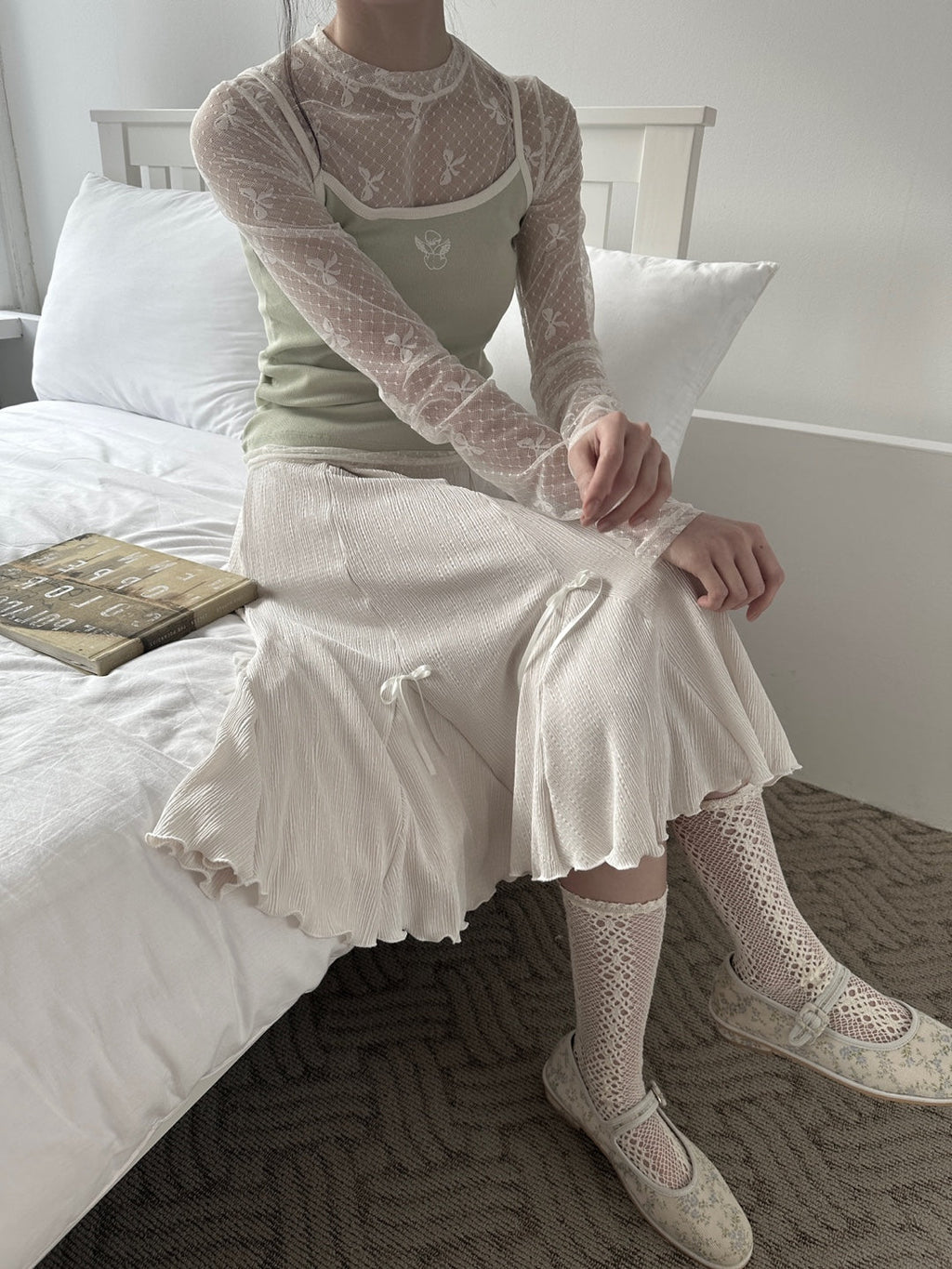 Pleated Ribbon Skirt