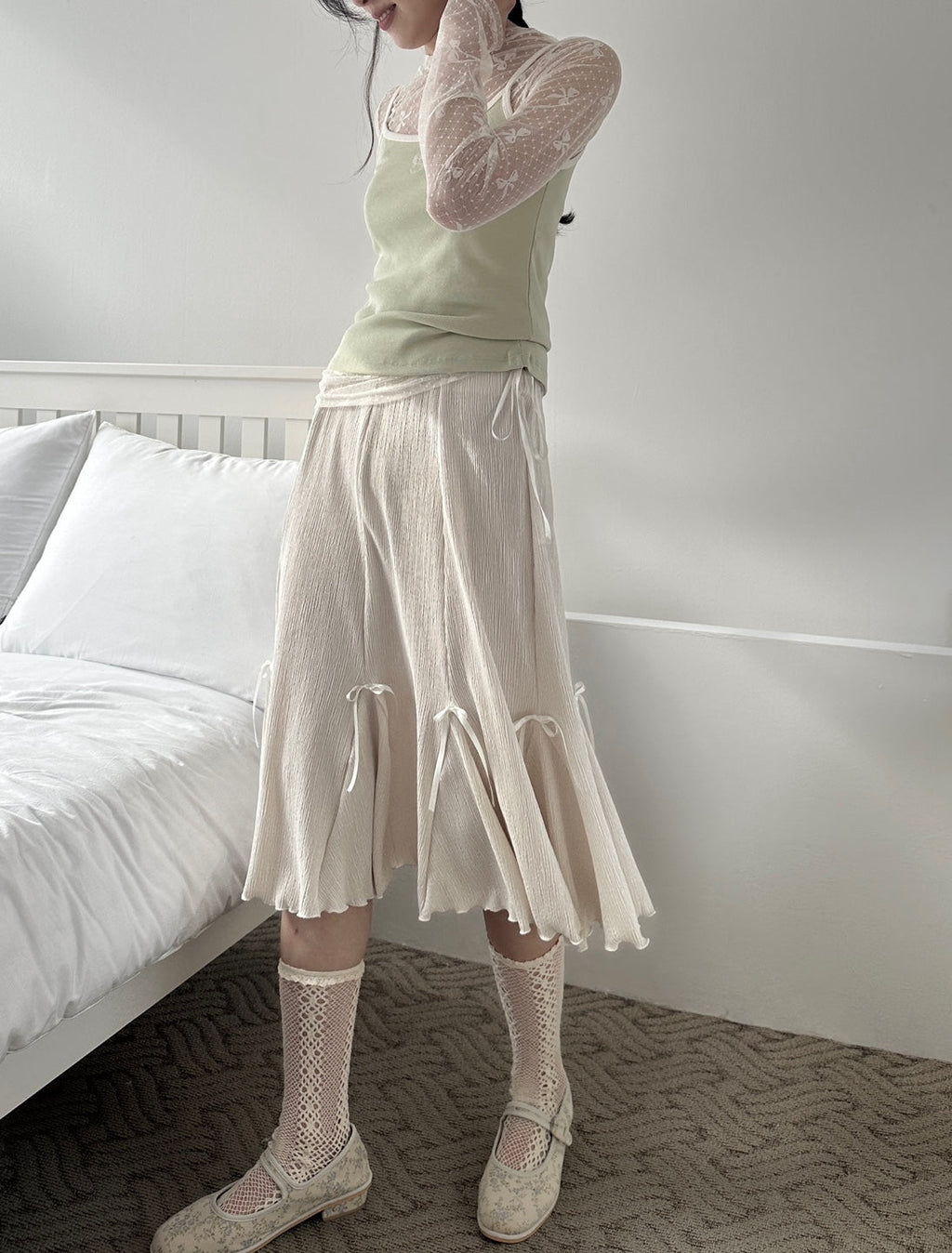Pleated Ribbon Skirt