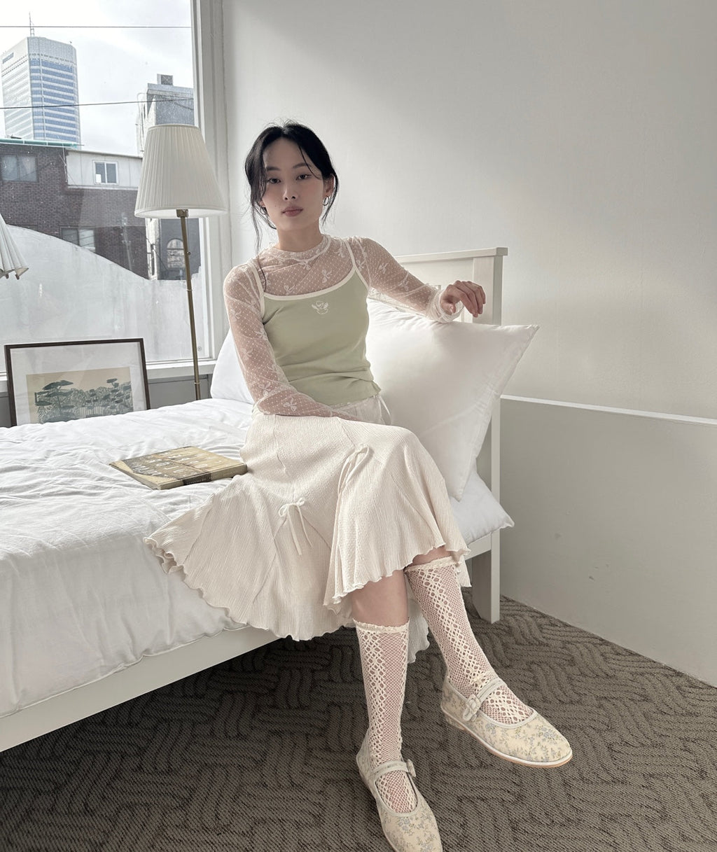 Pleated Ribbon Skirt