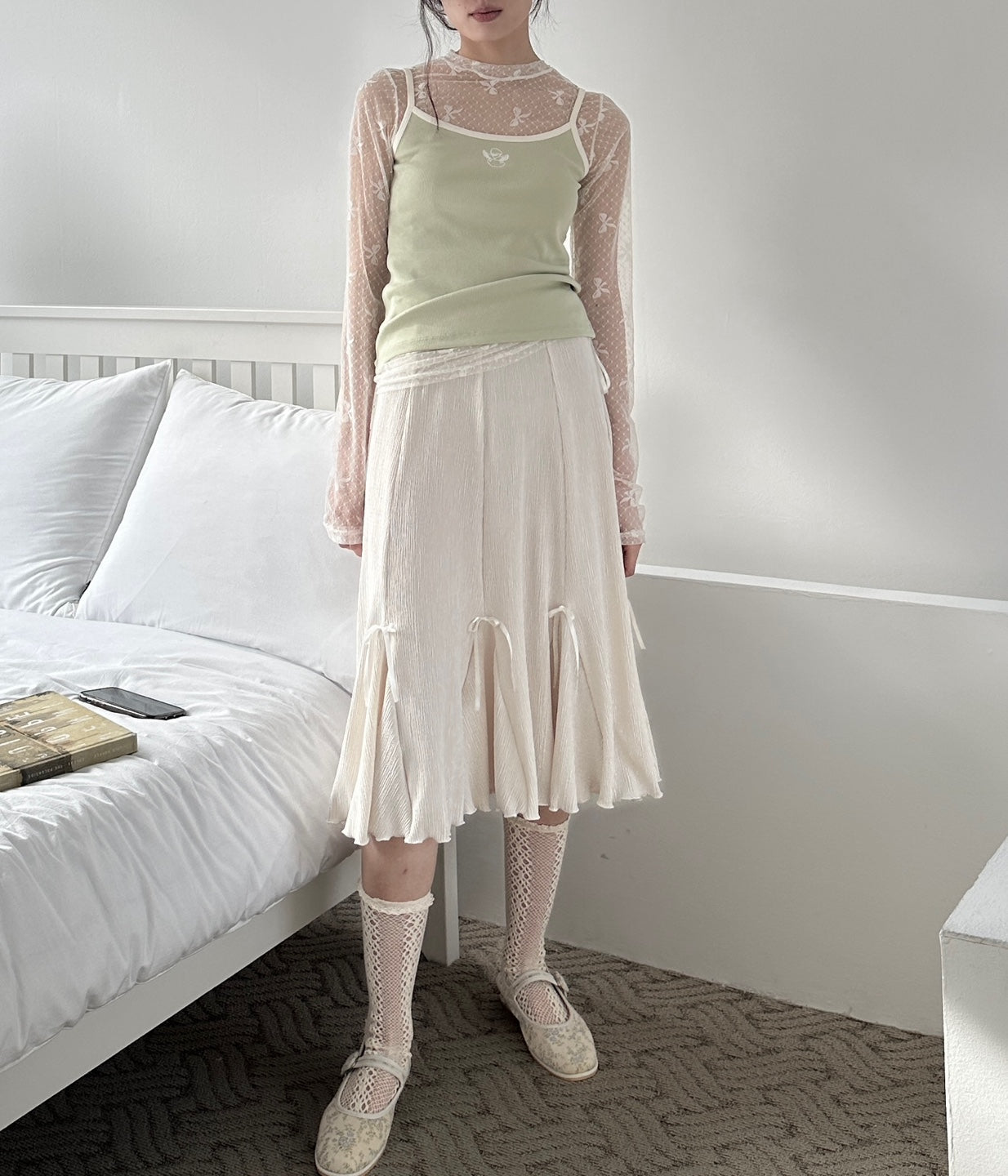 Pleated Ribbon Skirt