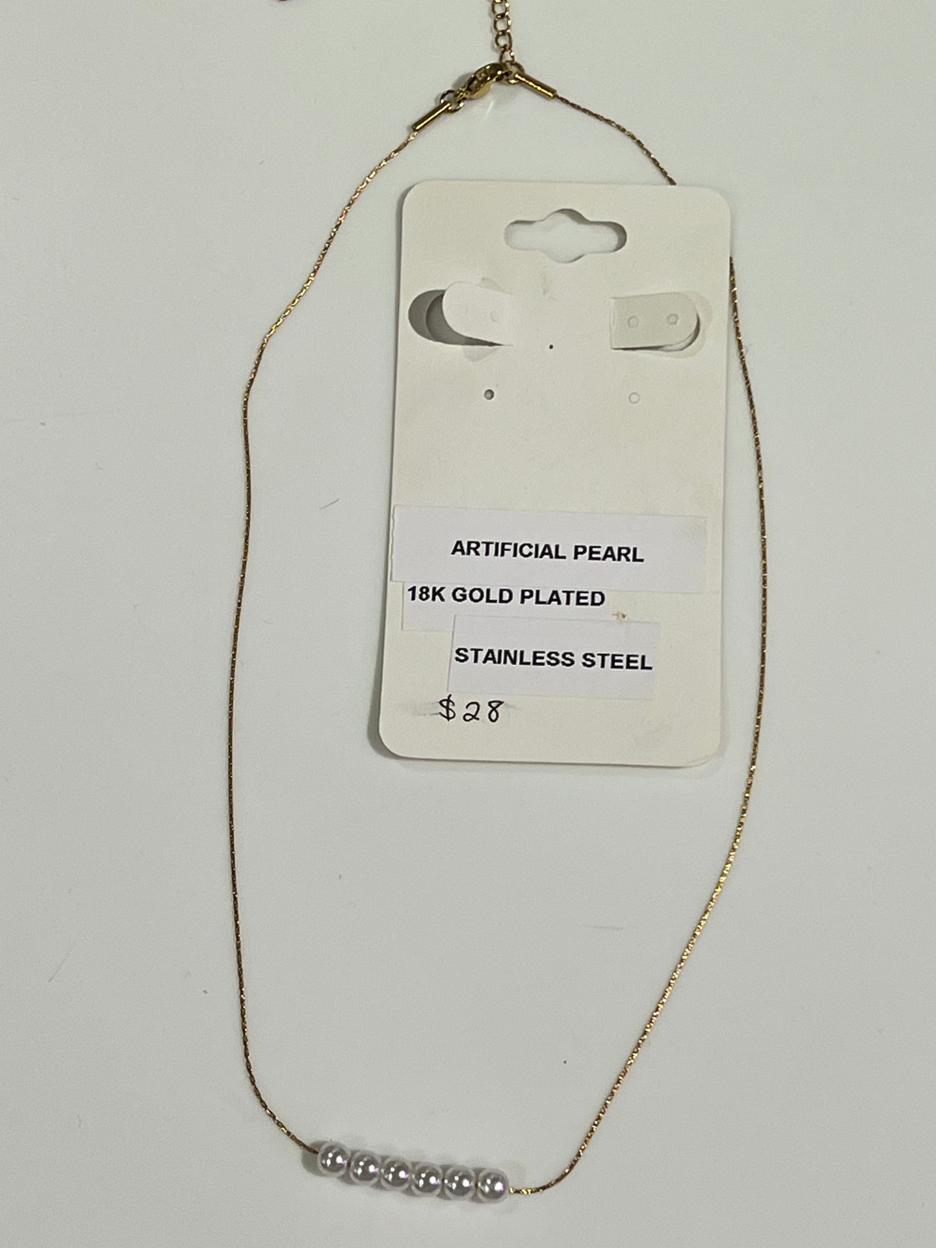 Gold Chain pearl Necklace