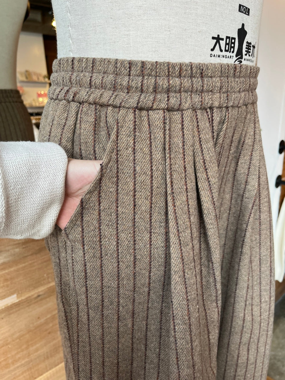 Wool Pinstriped Pants