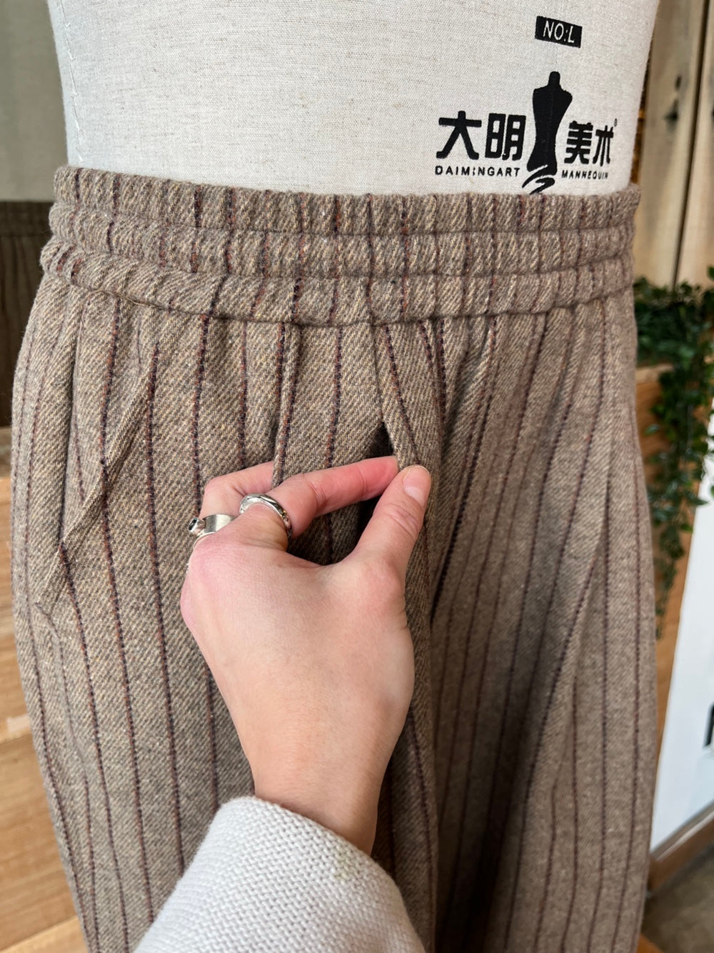 Wool Pinstriped Pants