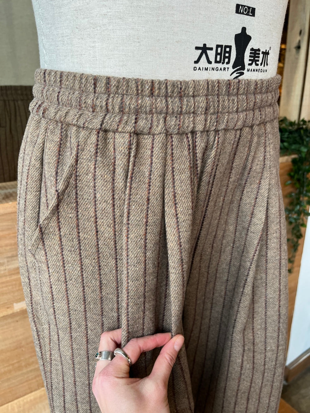 Wool Pinstriped Pants