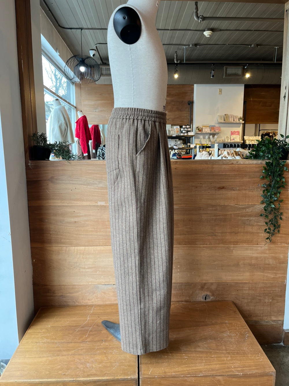 Wool Pinstriped Pants