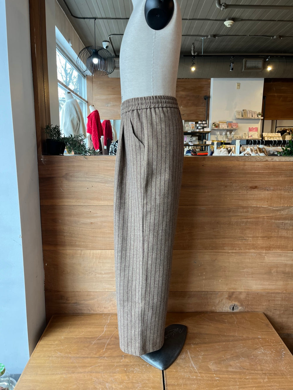 Wool Pinstriped Pants