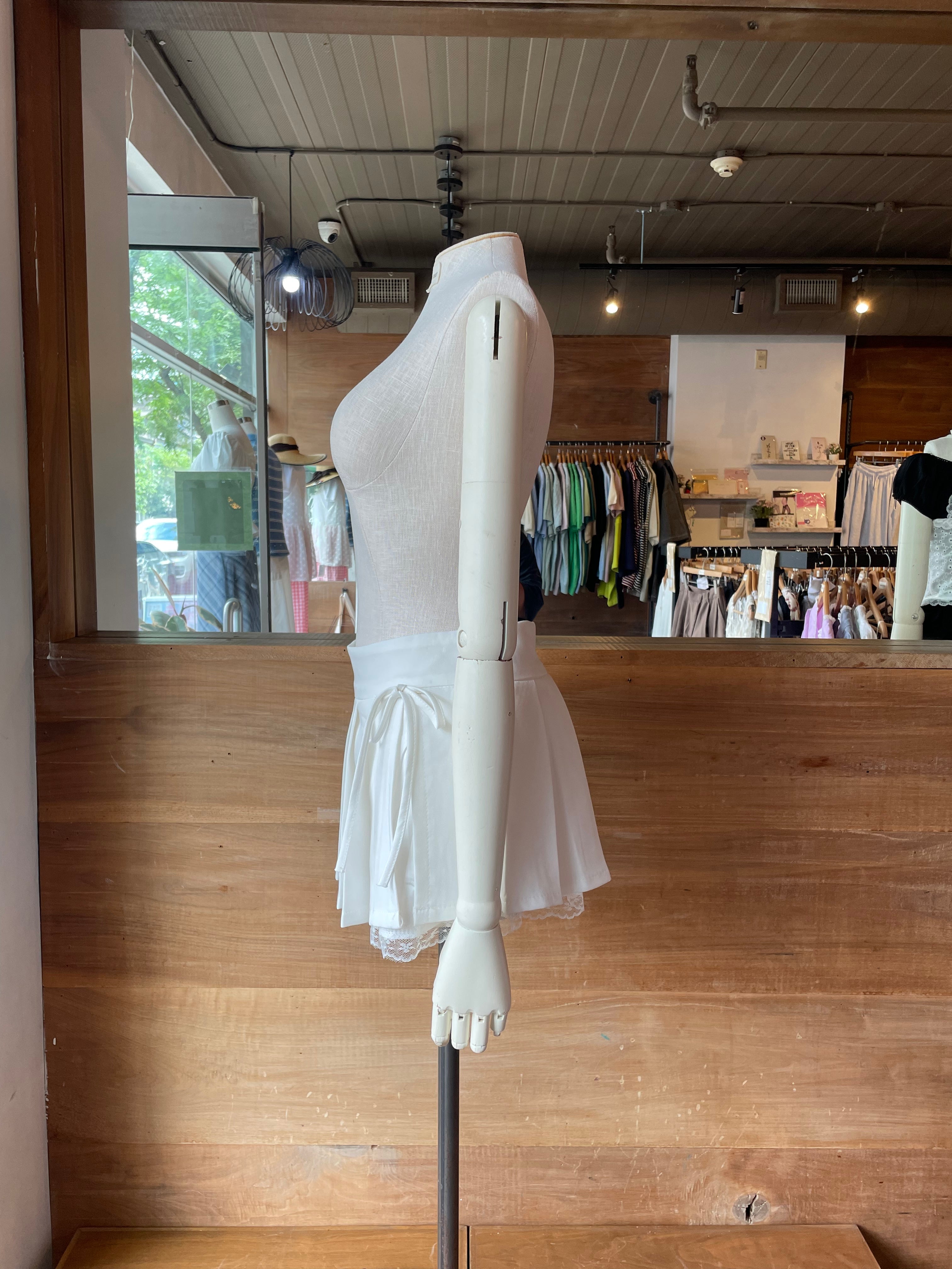 Pleated Mini Skirt with Bow