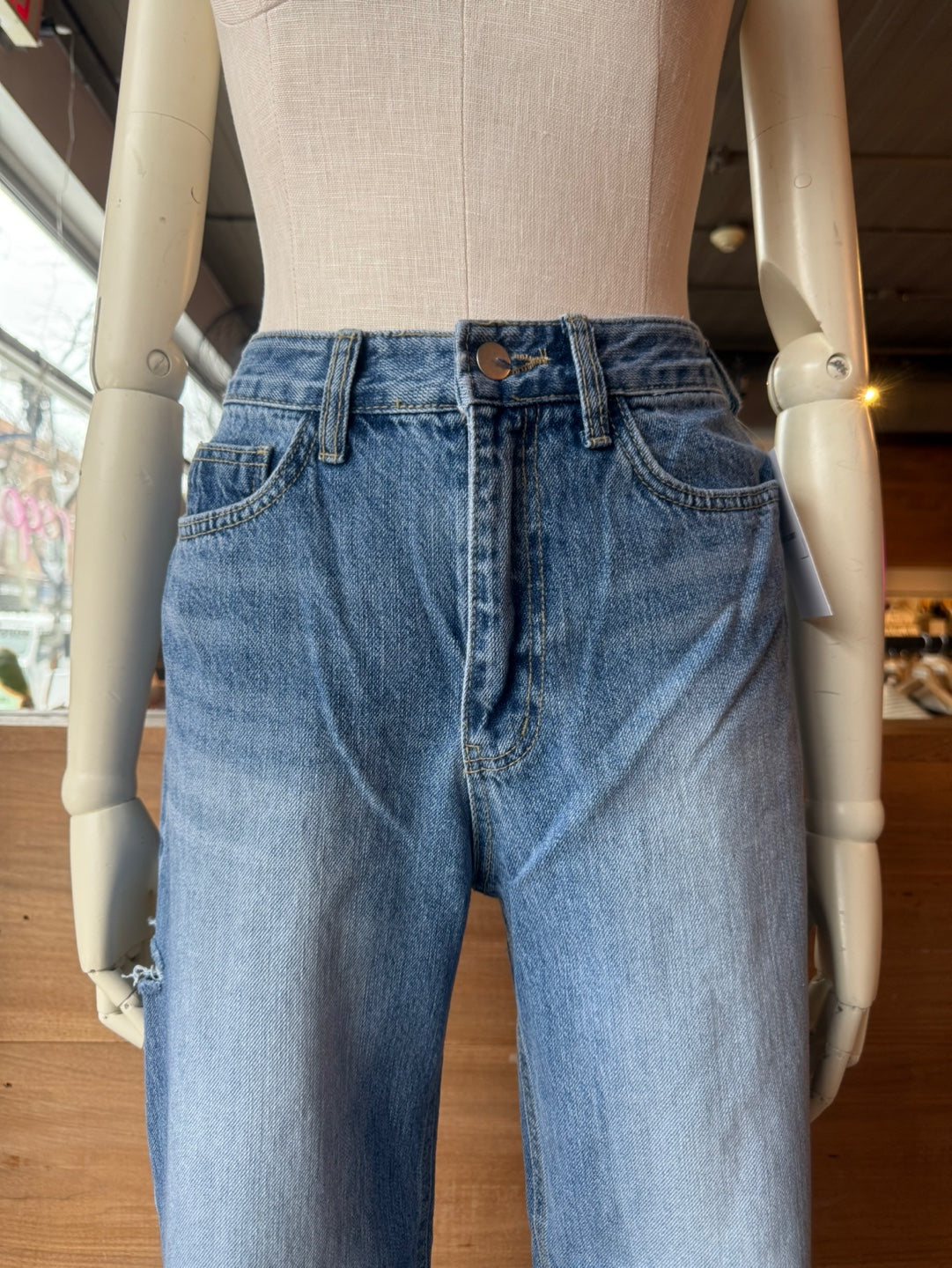 Straight Leg Ripped Jeans