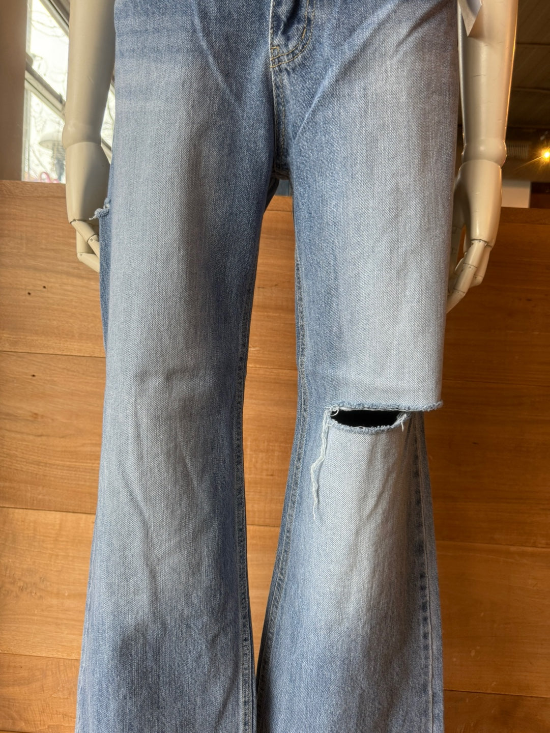 Straight Leg Ripped Jeans