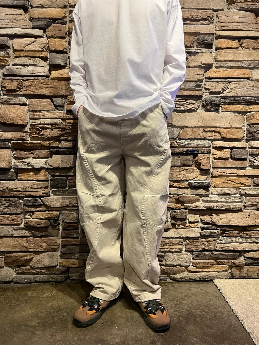 Side Stitch Cotton Cargo Pants