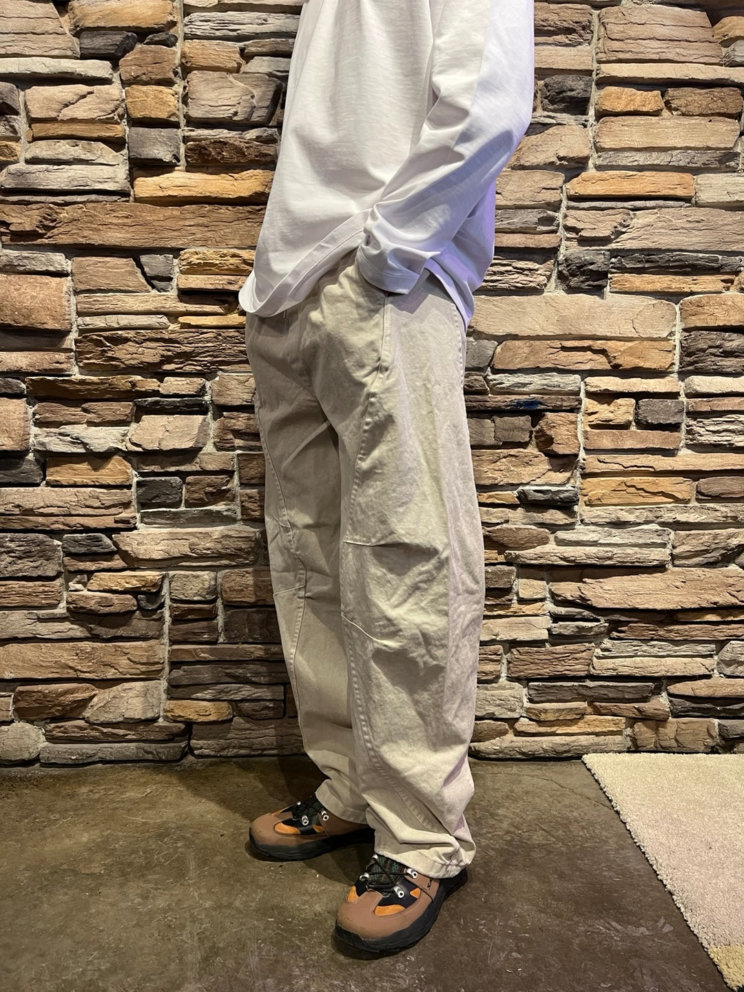 Side Stitch Cotton Cargo Pants