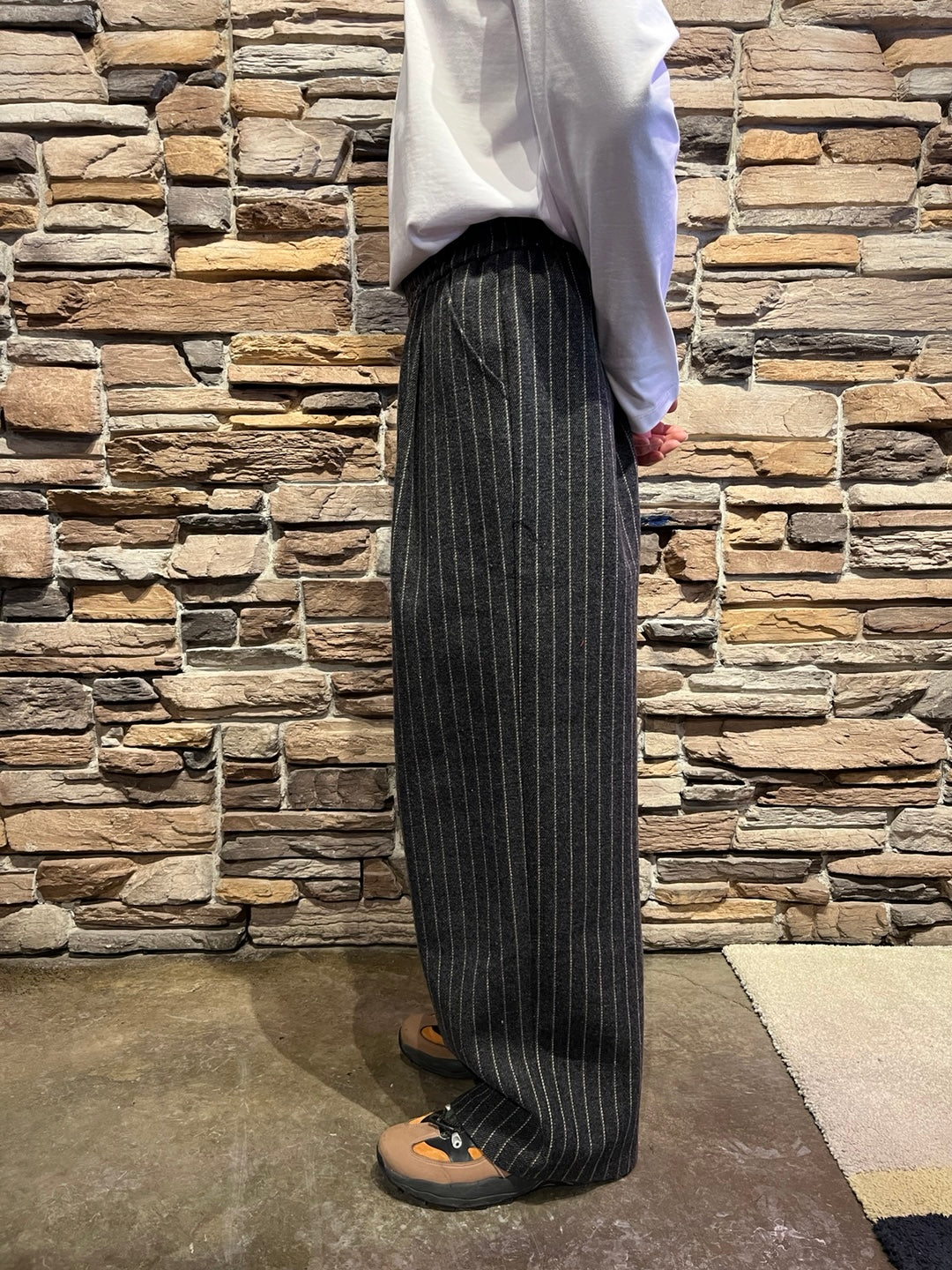 Wool Pinstriped Pants