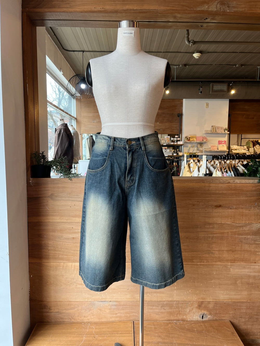 Washed Out Denim Bermuda Shorts